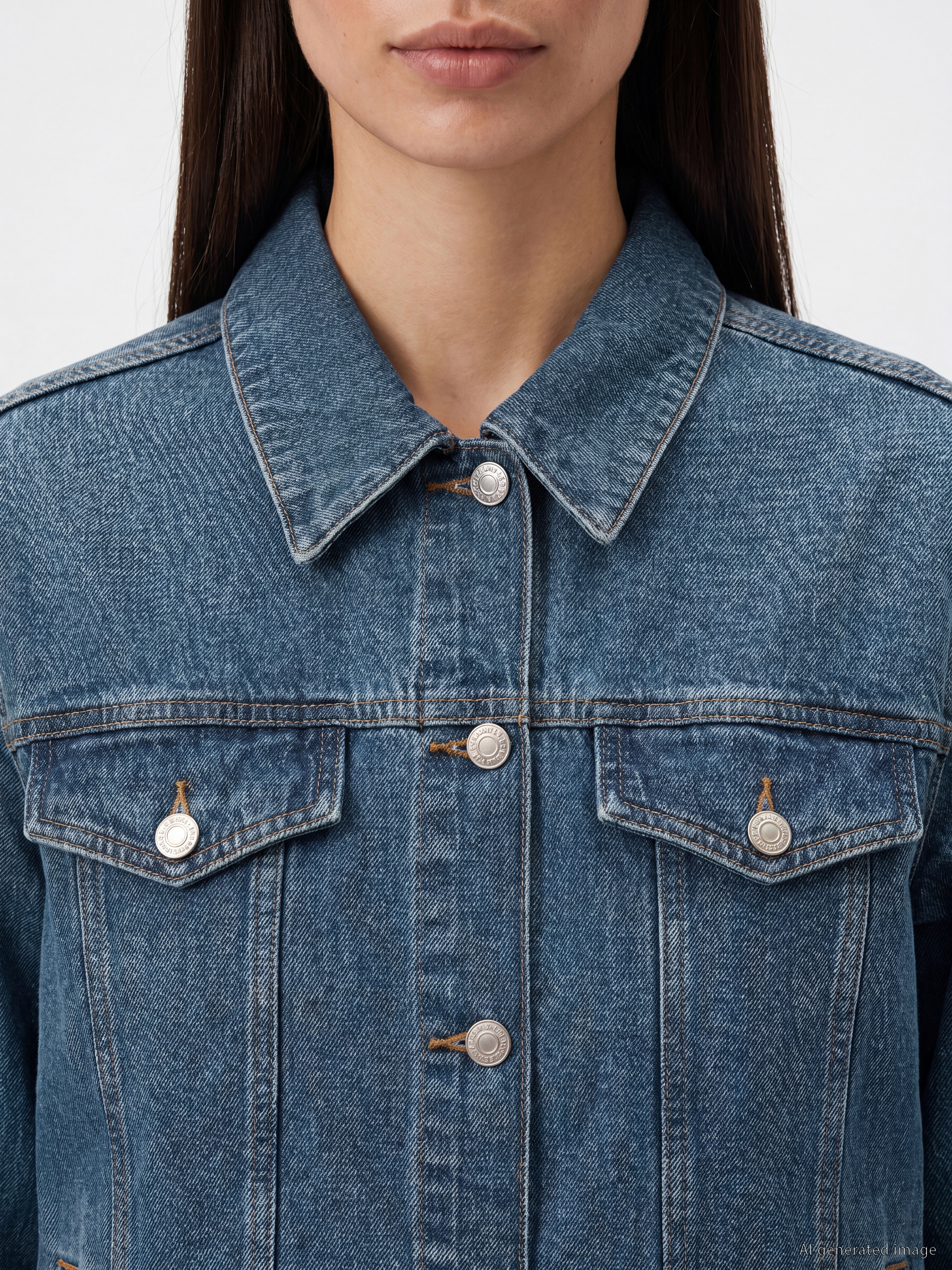 LCW EVERYDAY Gömlek Yaka Oversize Kadın Jean Ceket görsel 3