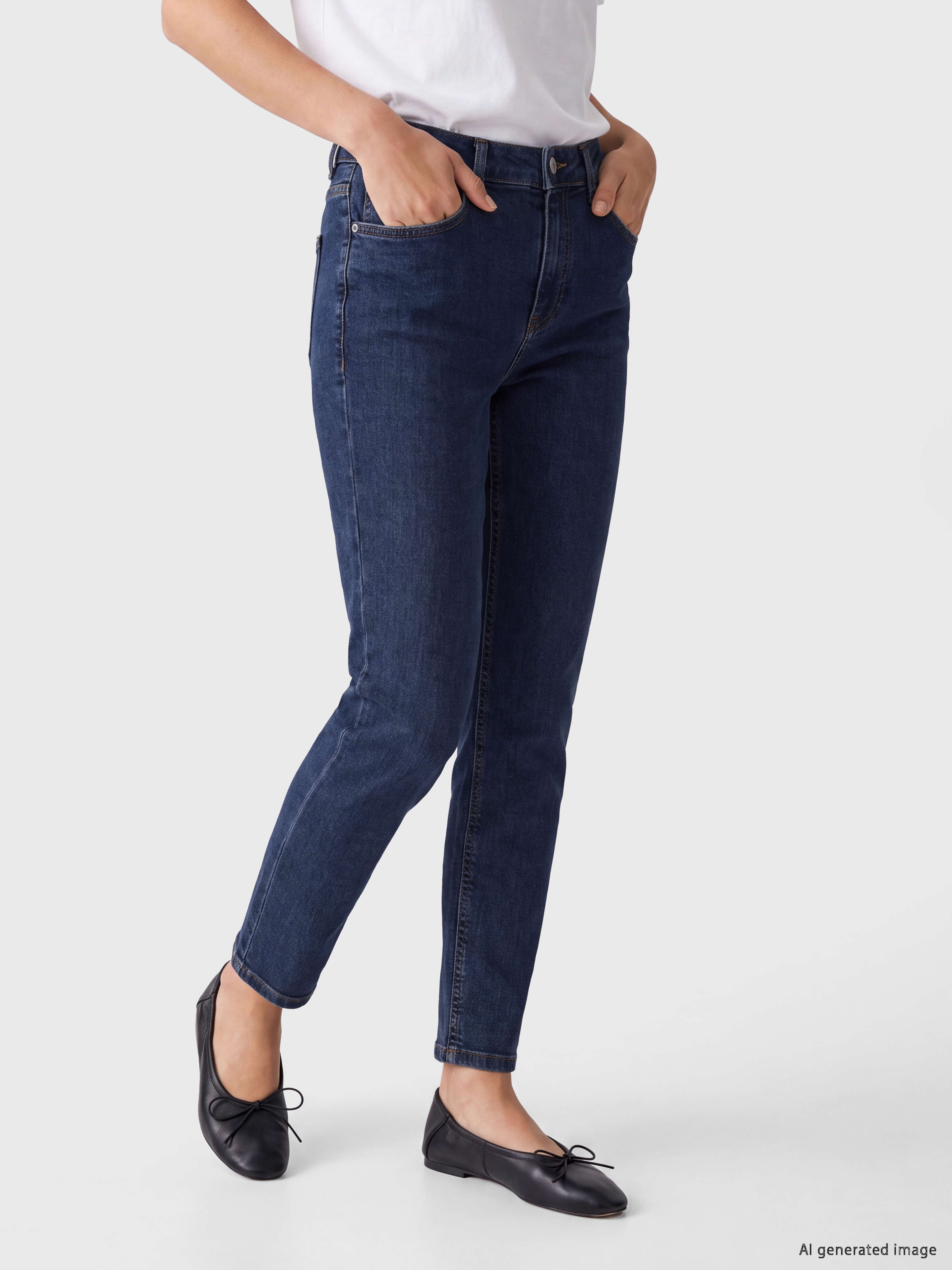 LCWAIKIKI Classic Yüksek Bel Slim Fit Kadın Jean Pantolon görsel 2