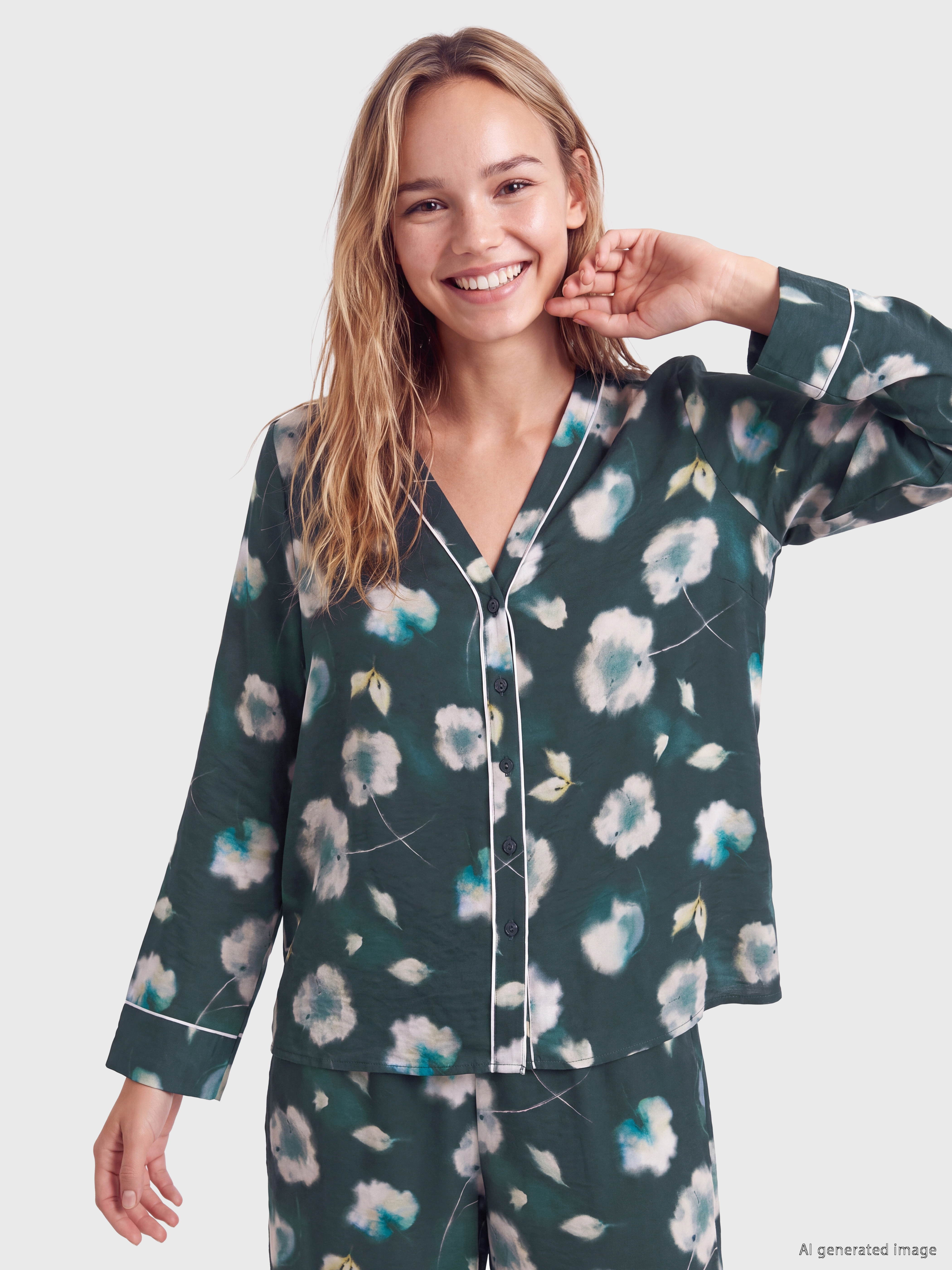 LCW DREAM V Yaka Çiçekli Kadın Pijama Takım görsel 2