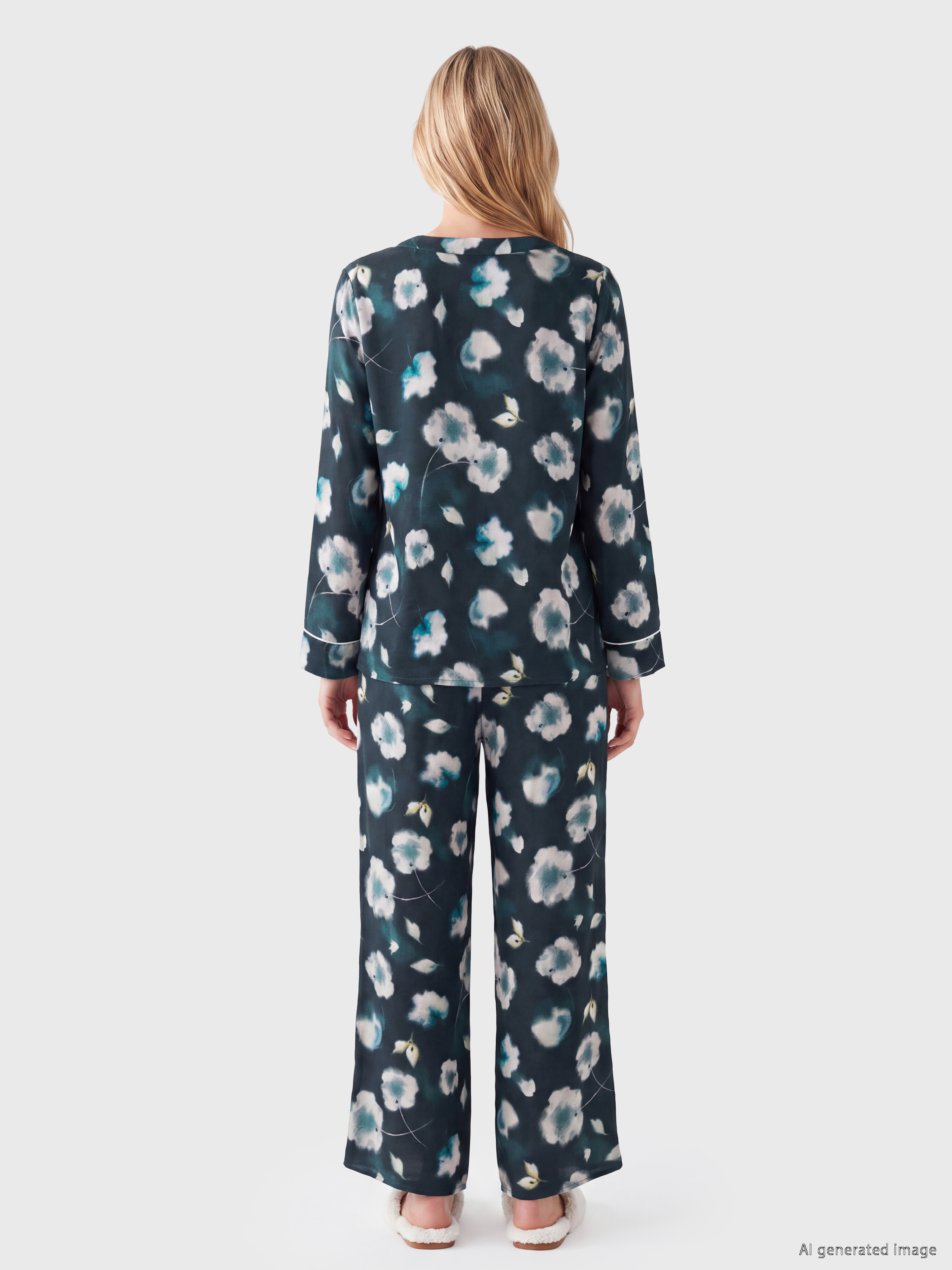 LCW DREAM V Yaka Çiçekli Kadın Pijama Takım görsel 4