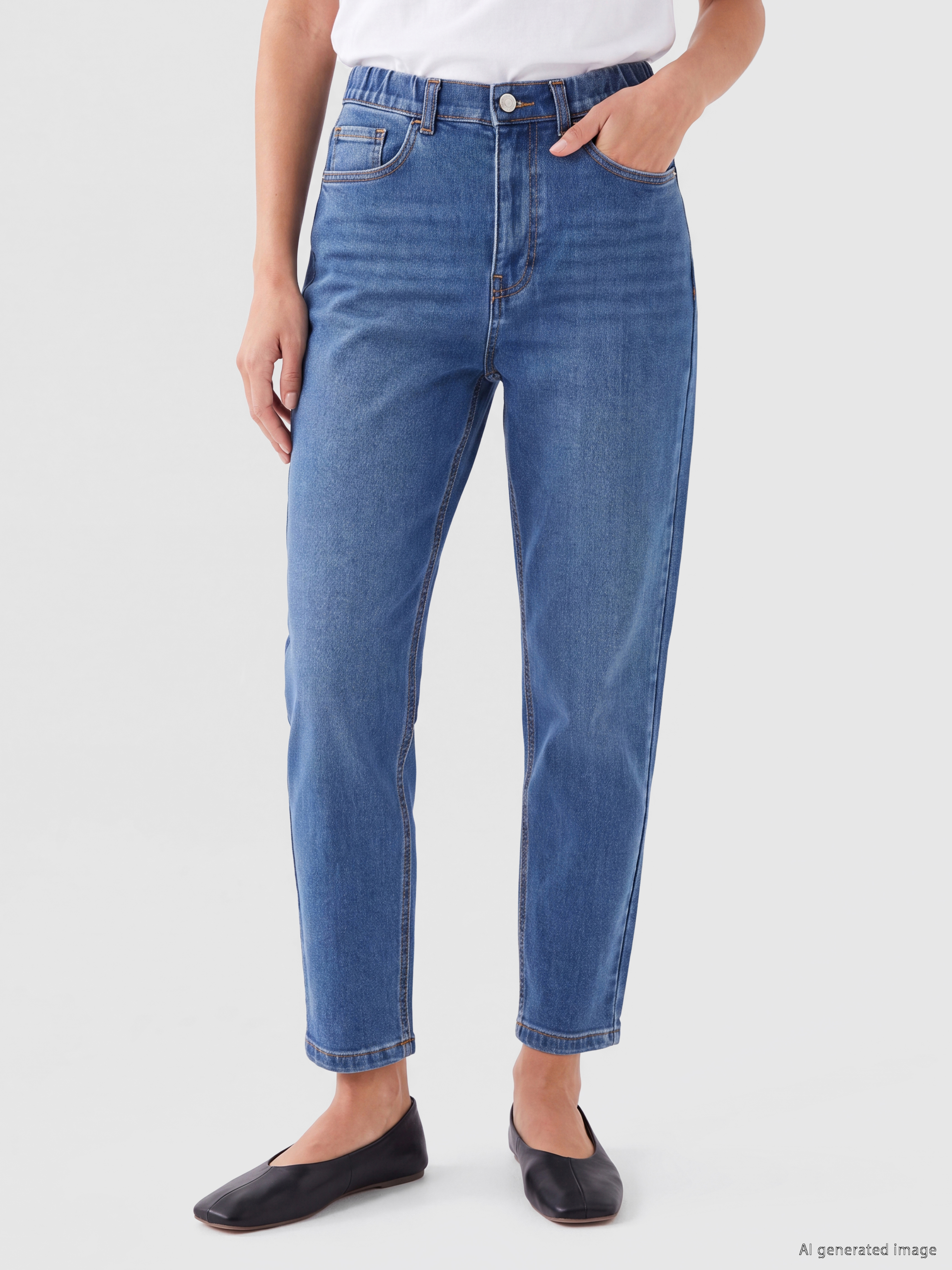 LCWAIKIKI Classic Yüksek Bel Slim Mom Kadın Jean Pantolon görsel 2
