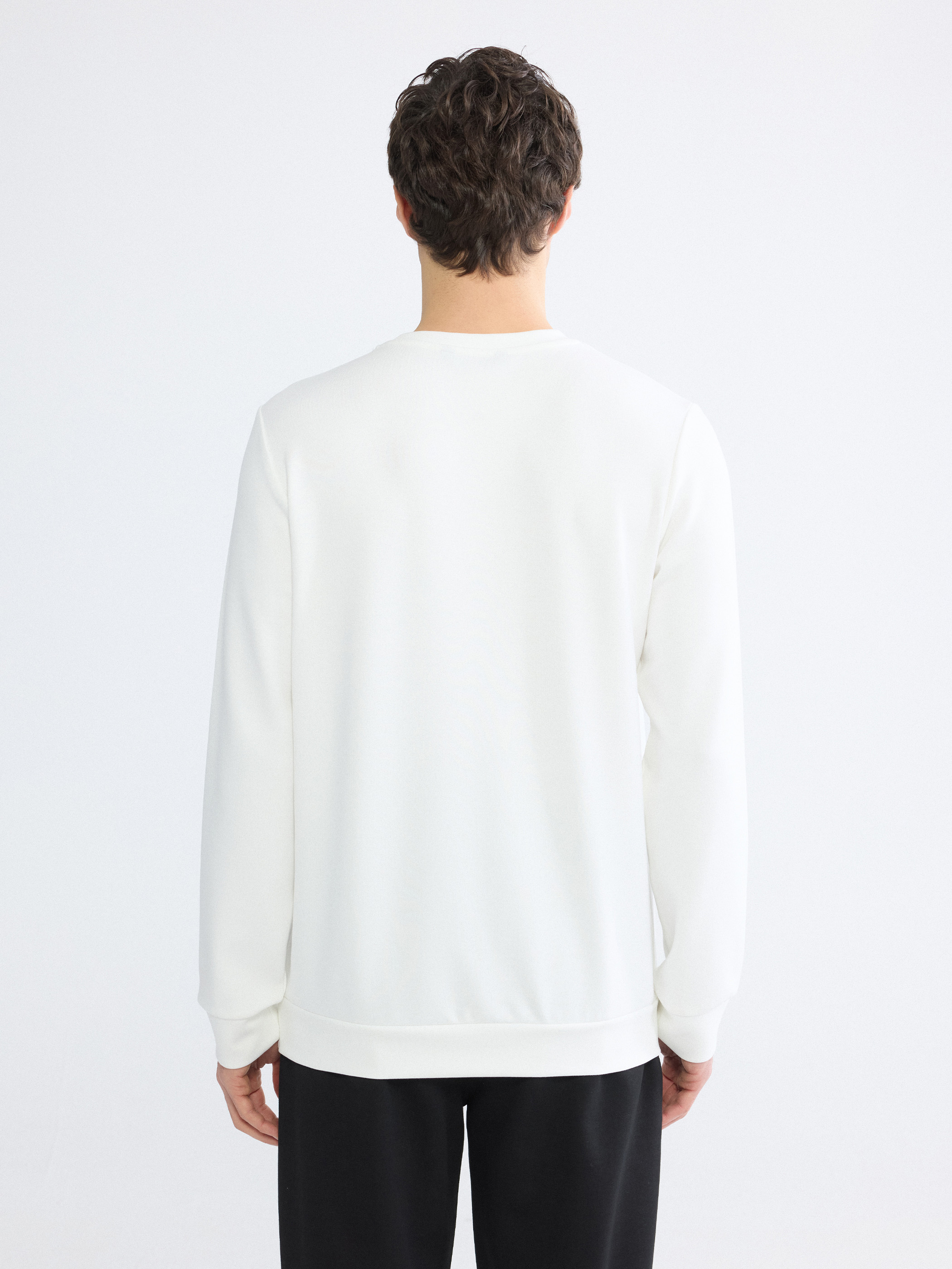 LCWAIKIKI Classic Bisiklet Yaka Nakışlı Erkek Sweatshirt görsel 4