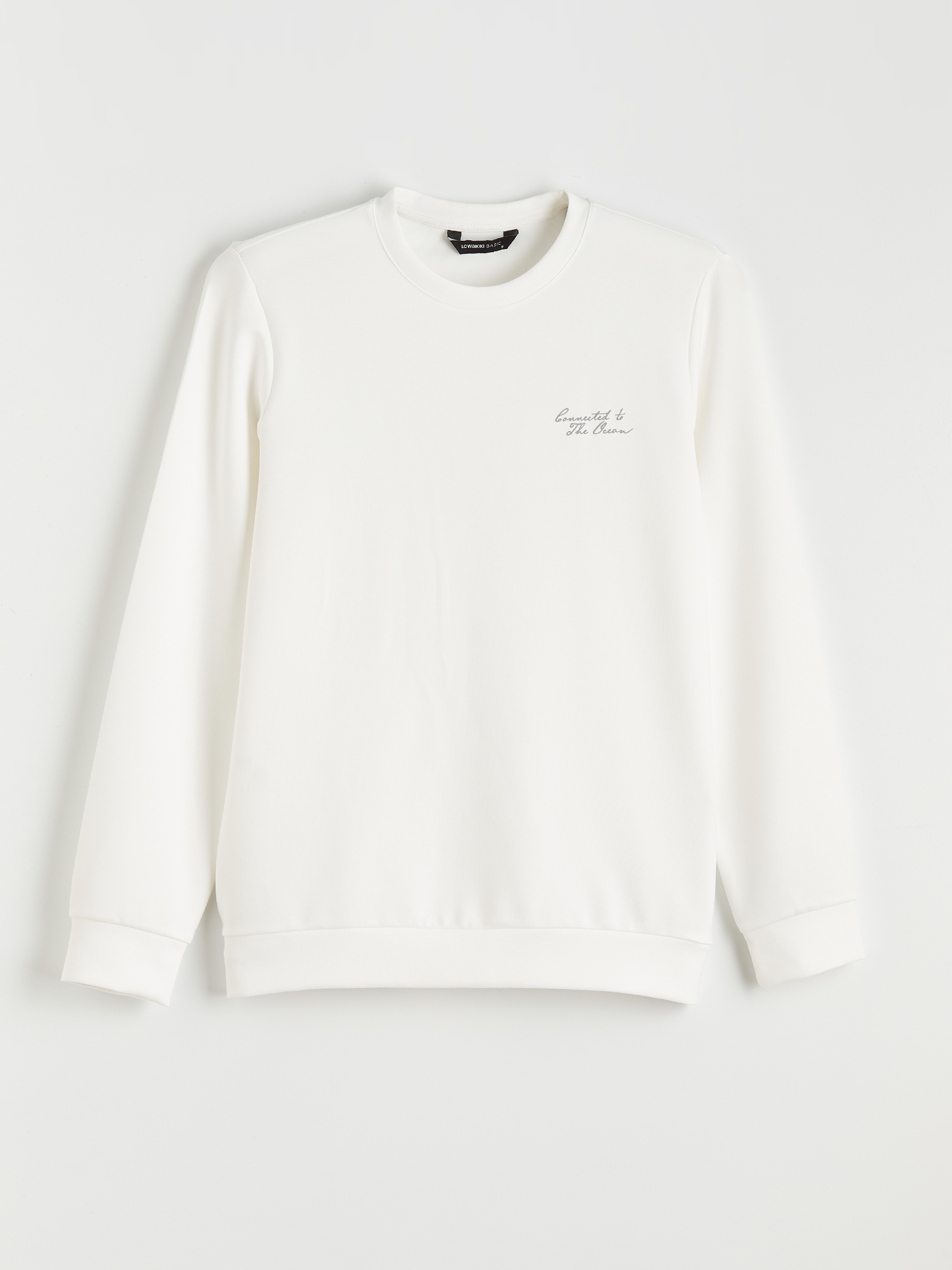 LCWAIKIKI Classic Bisiklet Yaka Nakışlı Erkek Sweatshirt görsel 5