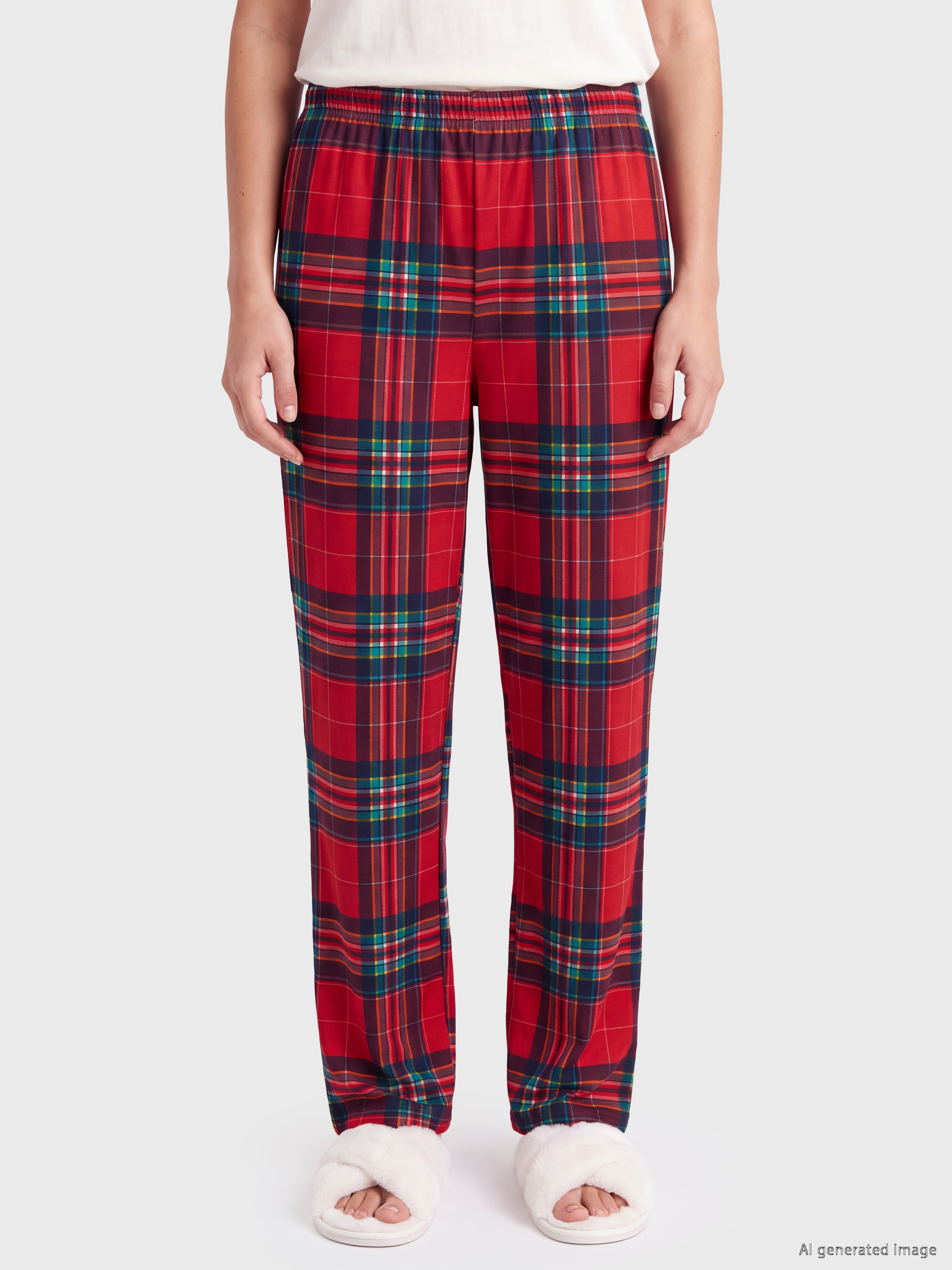 LCW DREAM Ekose Desenli Kadın Polar Pijama Alt görsel 2