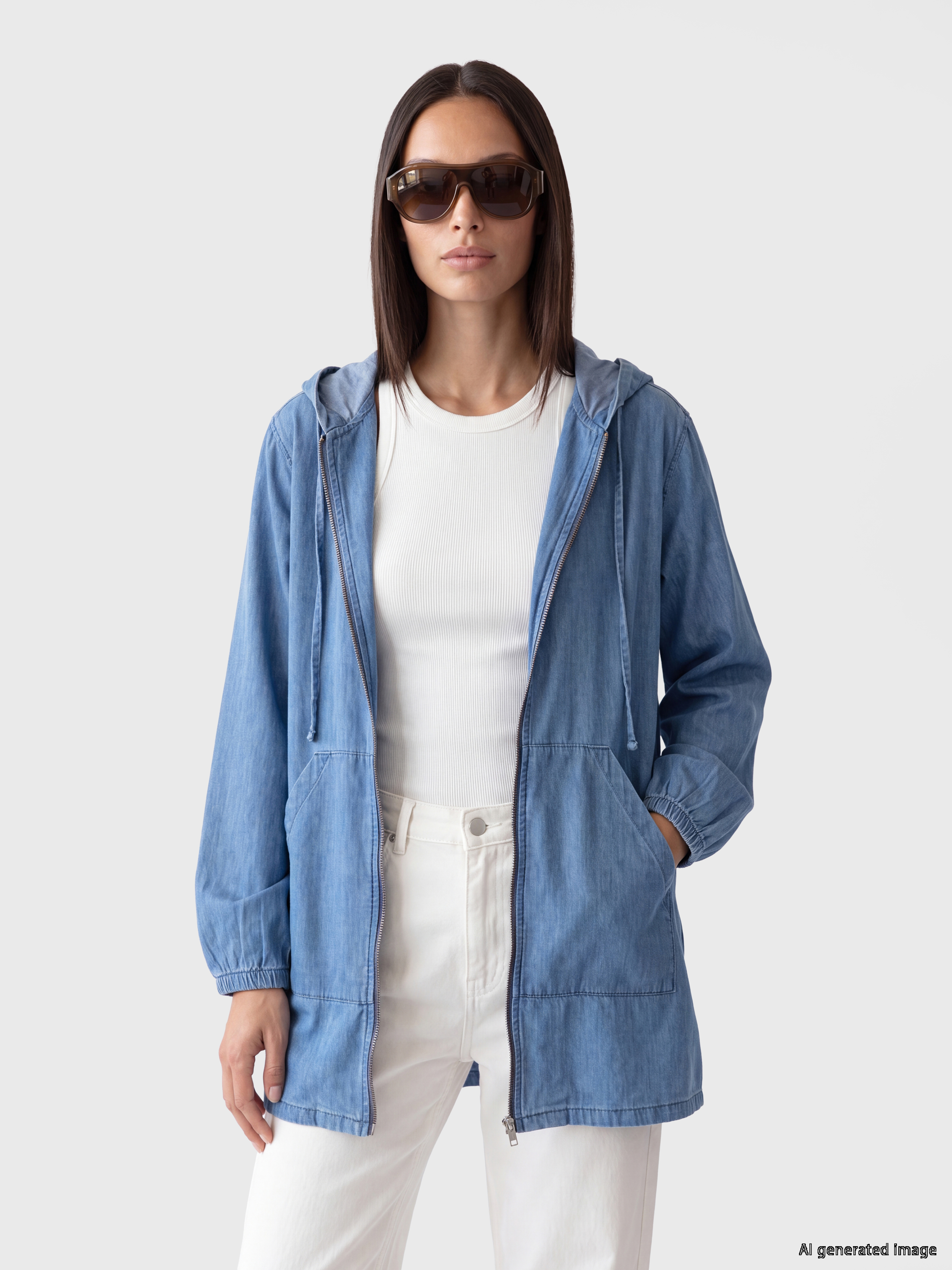 LCW EVERYDAY Kapüşonlu Kadın Jean Ceket
