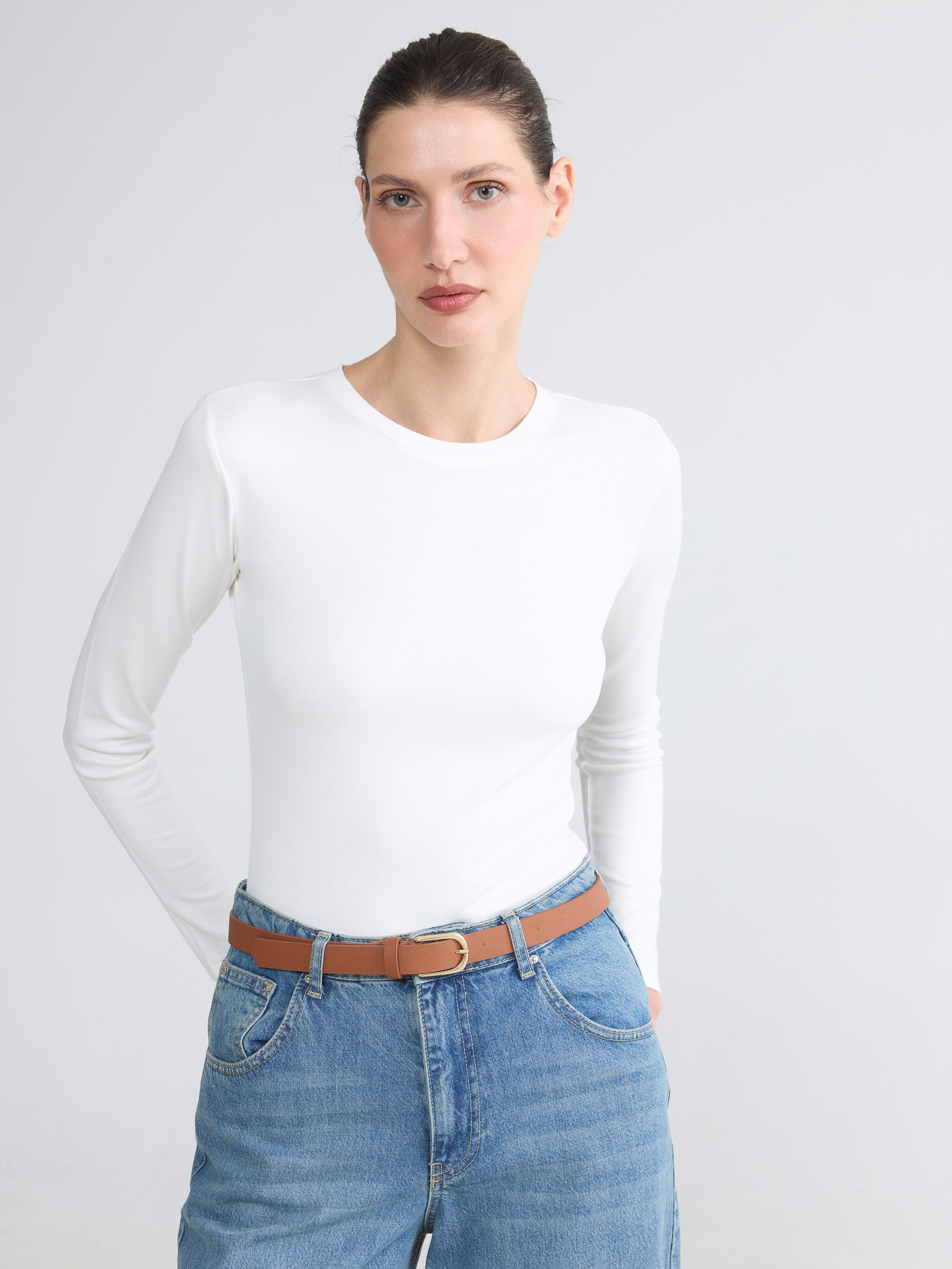 LCW EVERYDAY Bisiklet Yaka Soft Touch Kadın Tişört