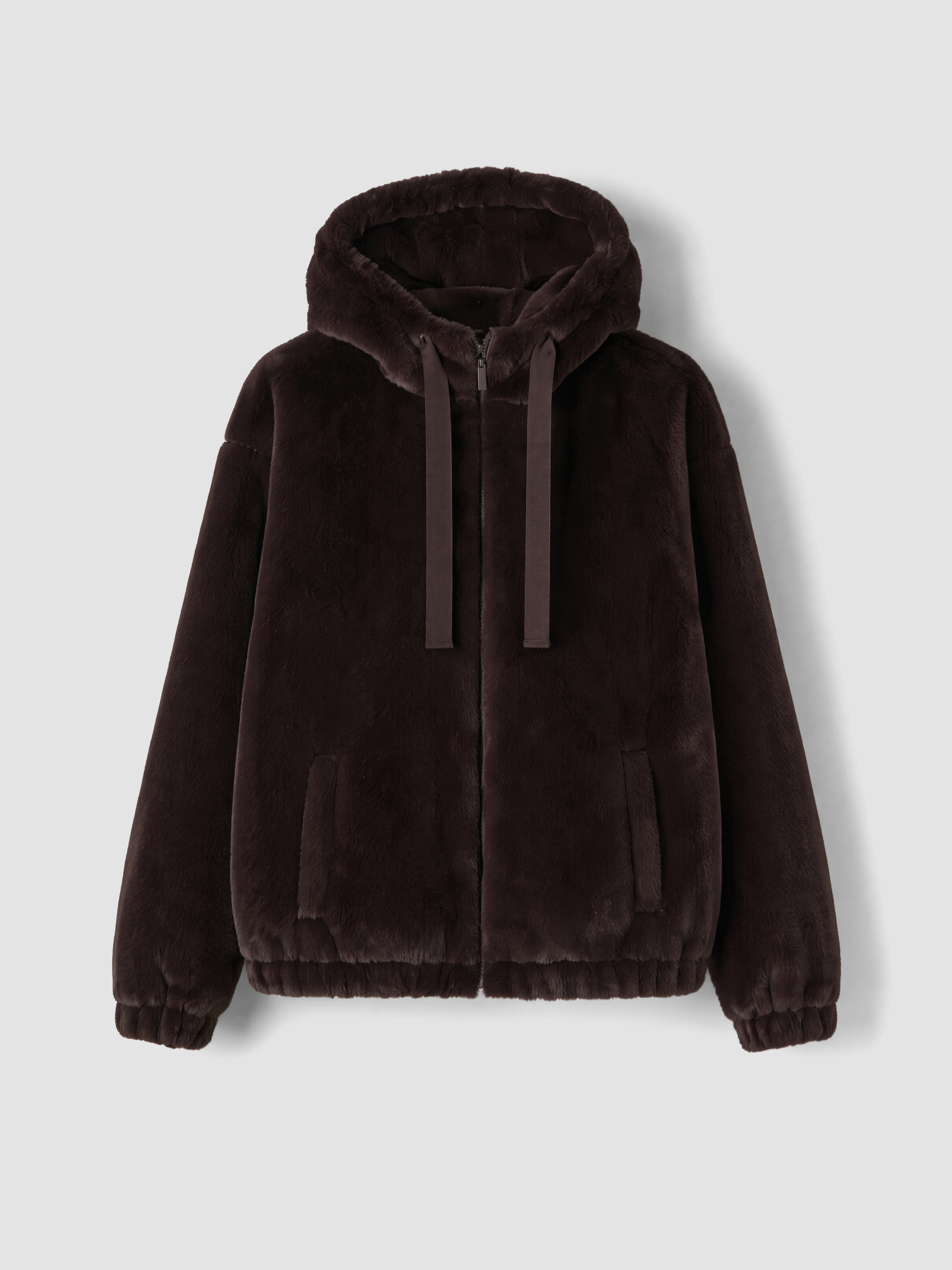 XSIDE Kapüşonlu Oversize Kadın Pelüş Ceket görsel 6