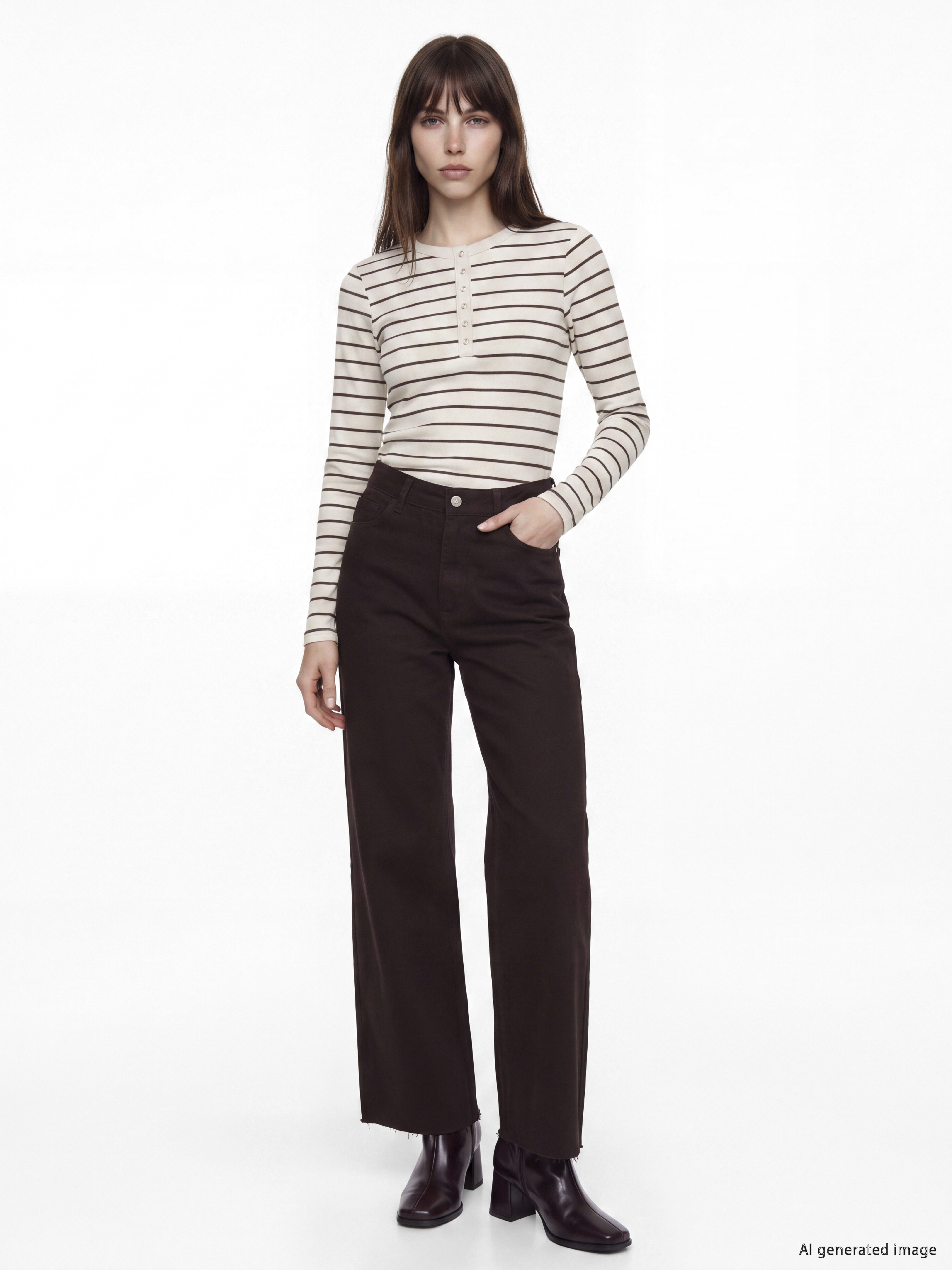 LCW EVERYDAY Bisiklet Yaka Çizgili Kadın Body görsel 2