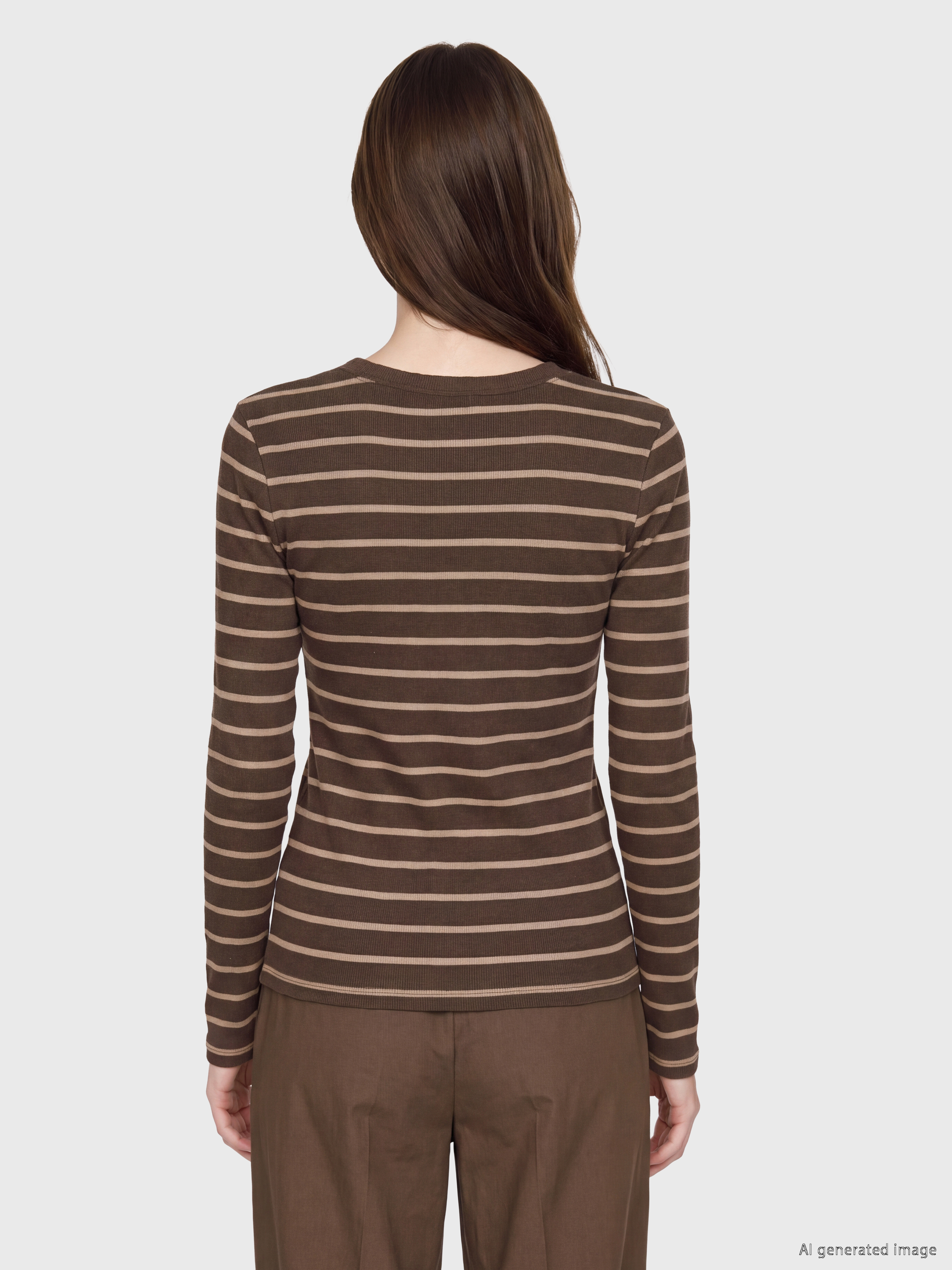 LCW EVERYDAY Bisiklet Yaka Çizgili Kadın Body görsel 4