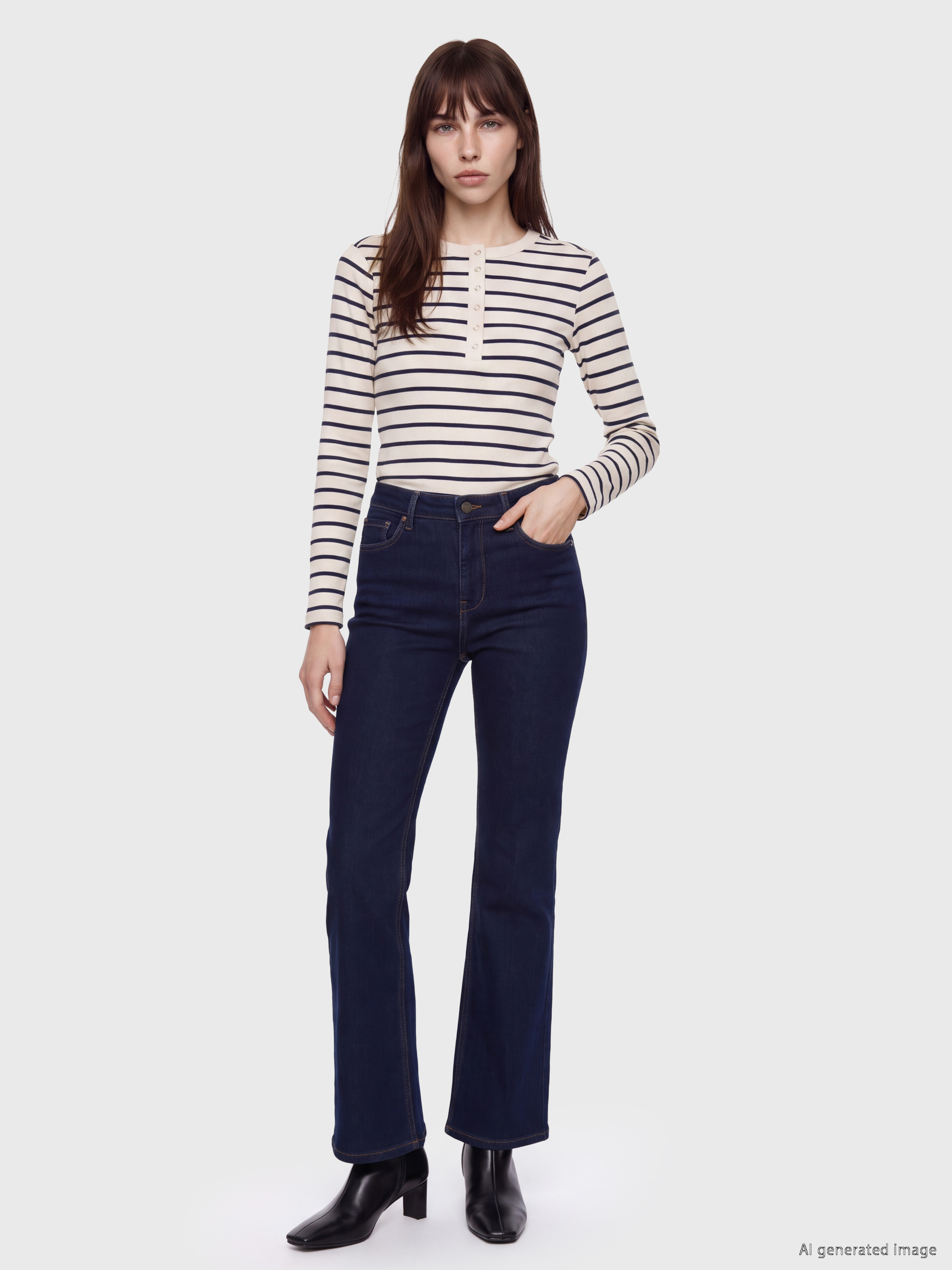LCW EVERYDAY Bisiklet Yaka Çizgili Kadın Body görsel 2