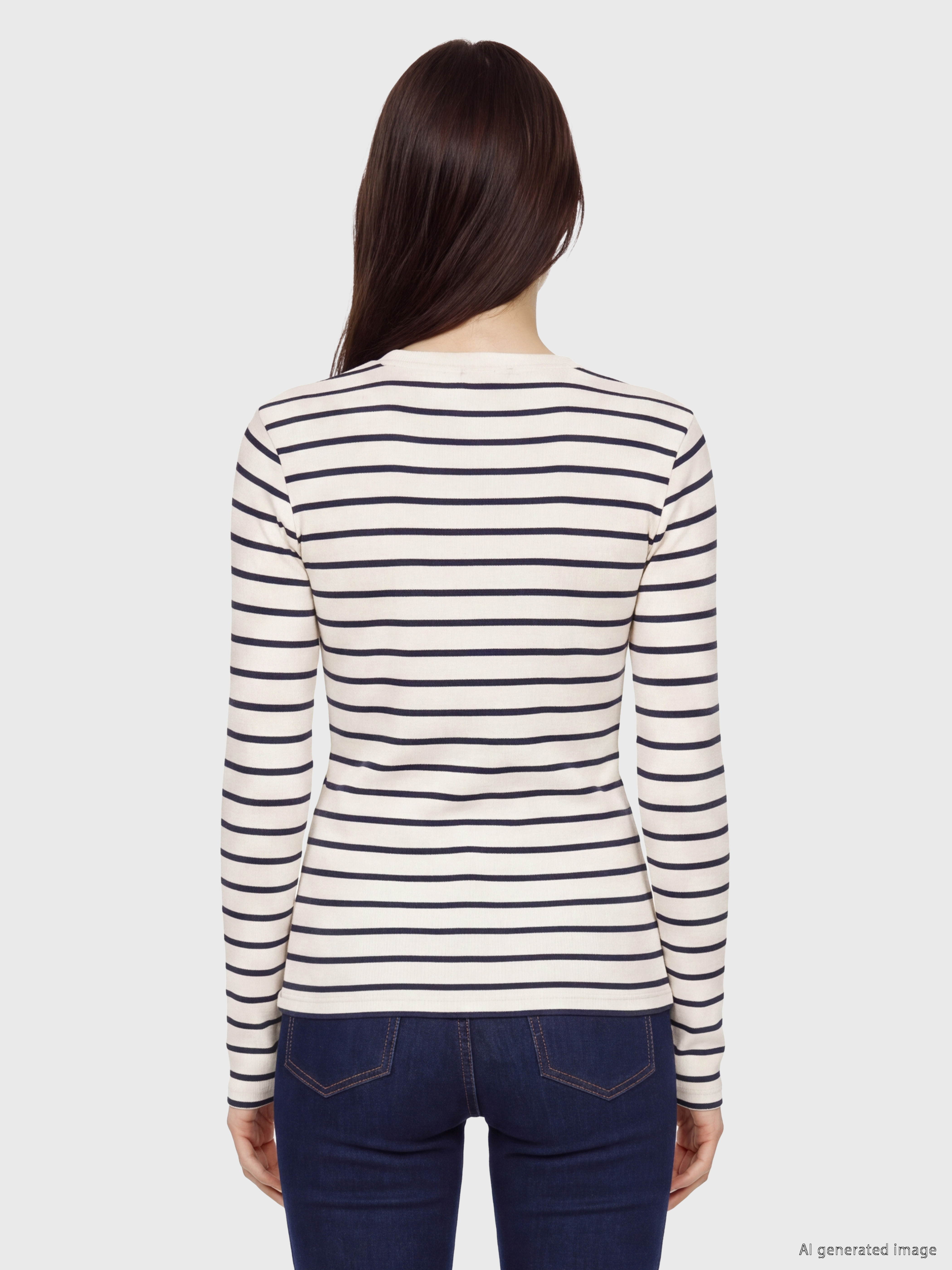 LCW EVERYDAY Bisiklet Yaka Çizgili Kadın Body görsel 4