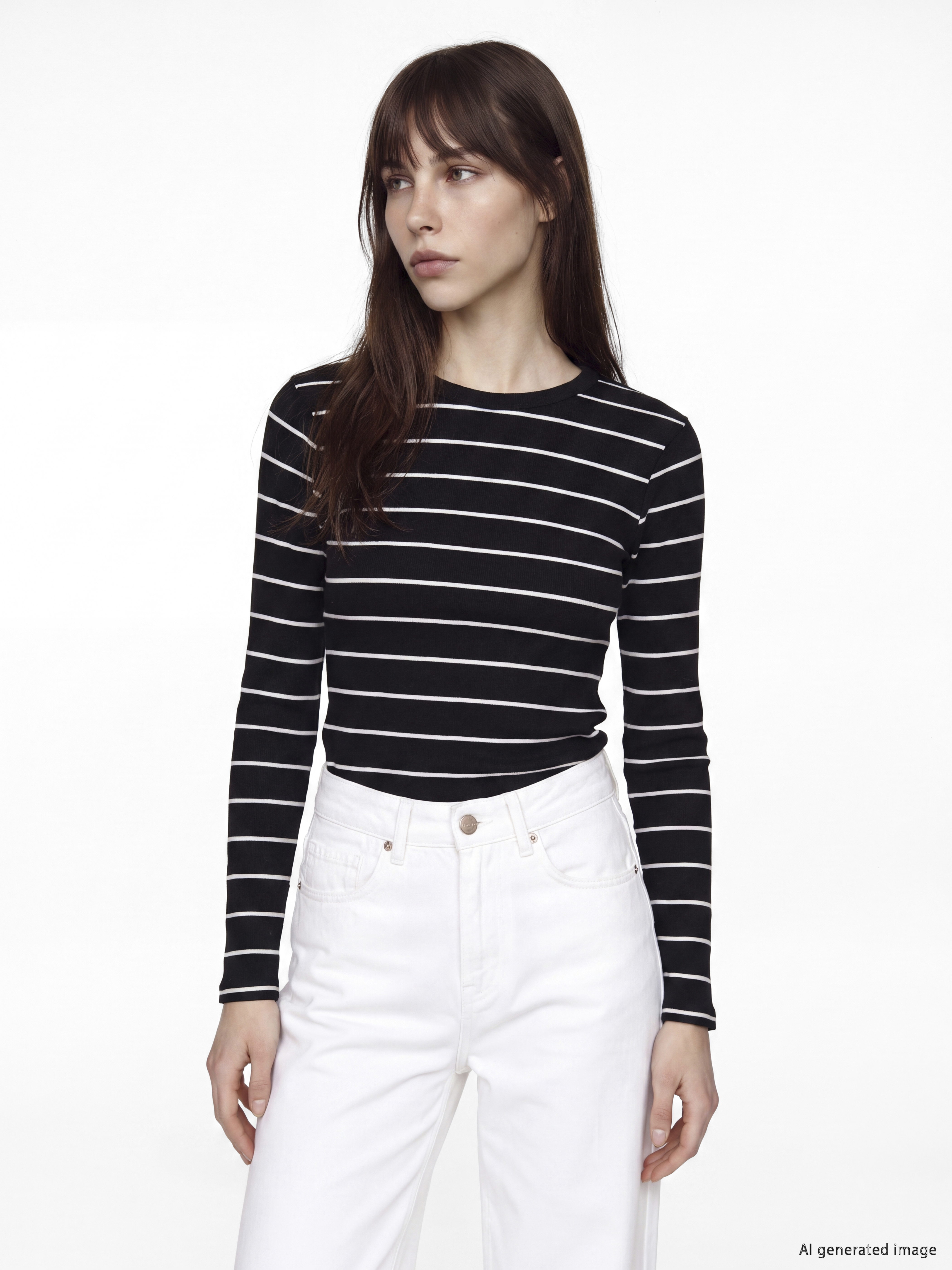 LCW EVERYDAY Bisiklet Yaka Çizgili Kadın Body