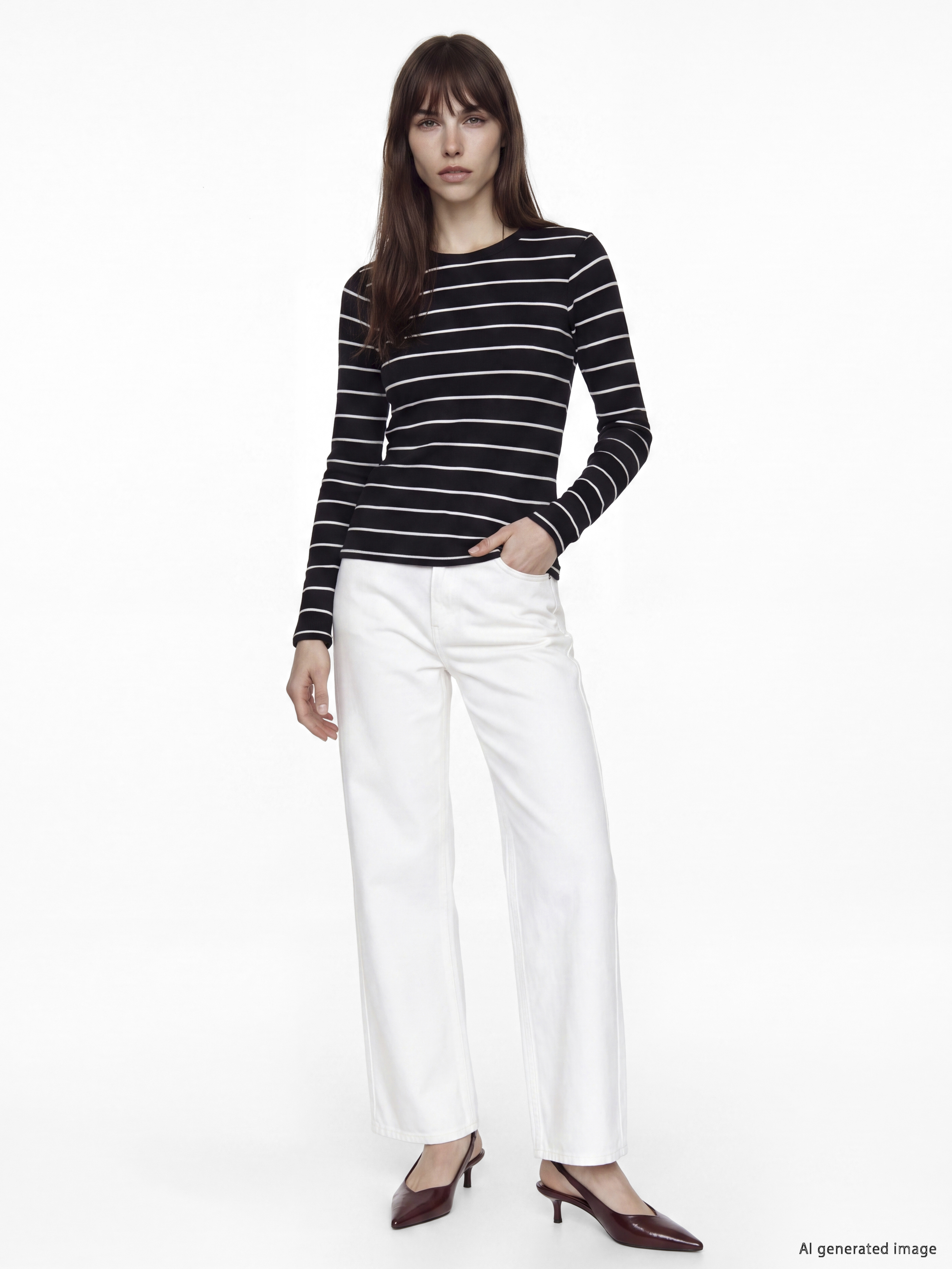 LCW EVERYDAY Bisiklet Yaka Çizgili Kadın Body görsel 2