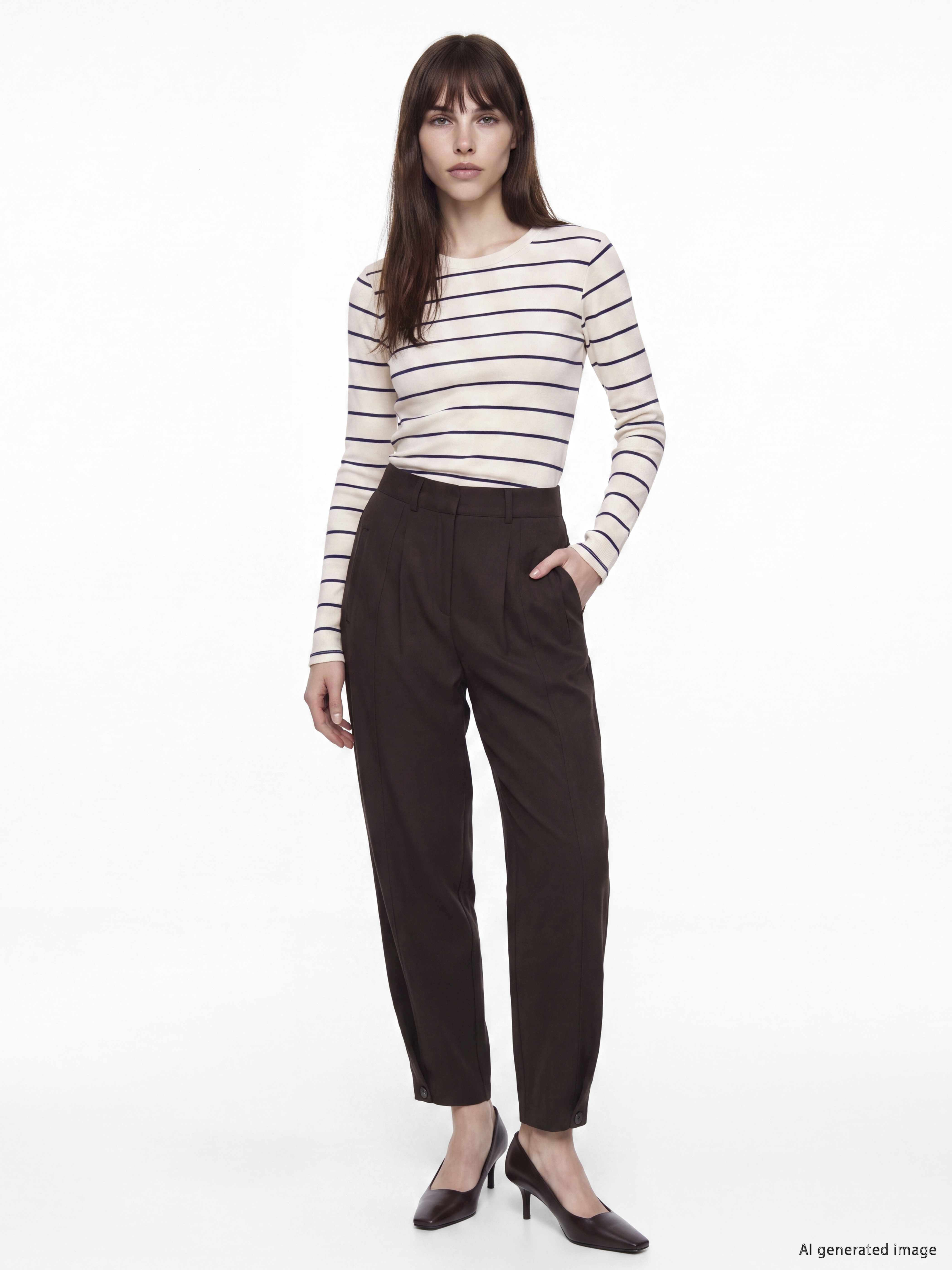 LCW EVERYDAY Bisiklet Yaka Çizgili Kadın Body görsel 2