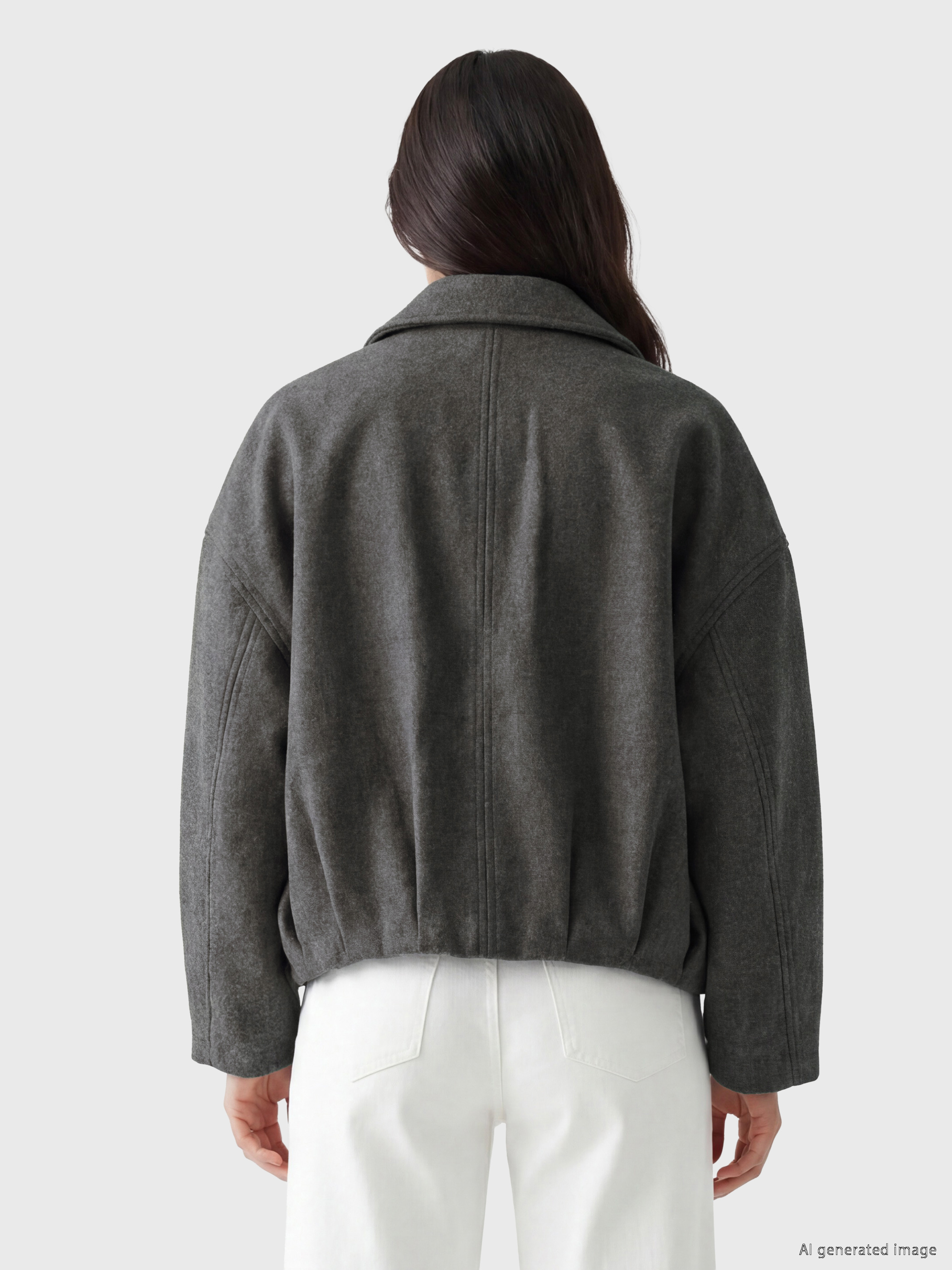 LCW Vision Gömlek Yaka Oversize Kadın Kaşe Ceket görsel 6