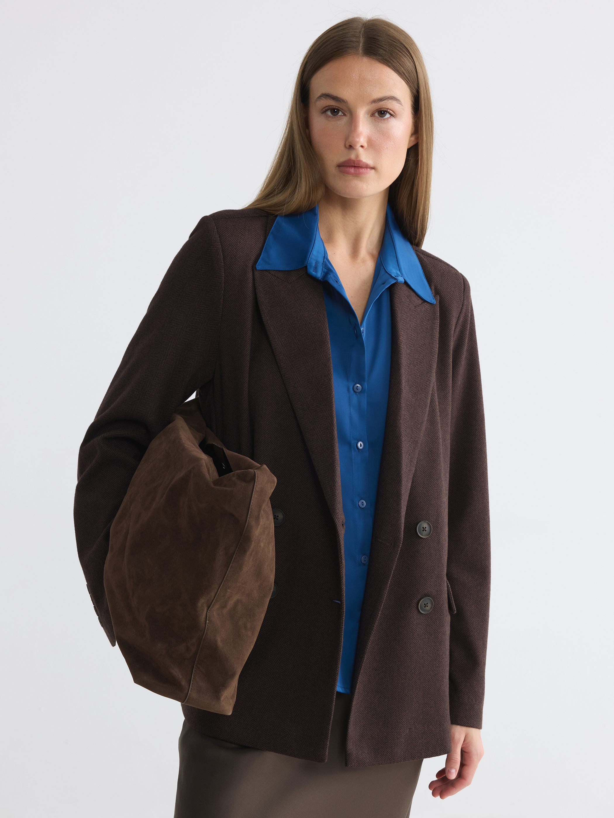 LCW STUDIO Kruvaze Yaka Desenli Kadın Blazer Ceket