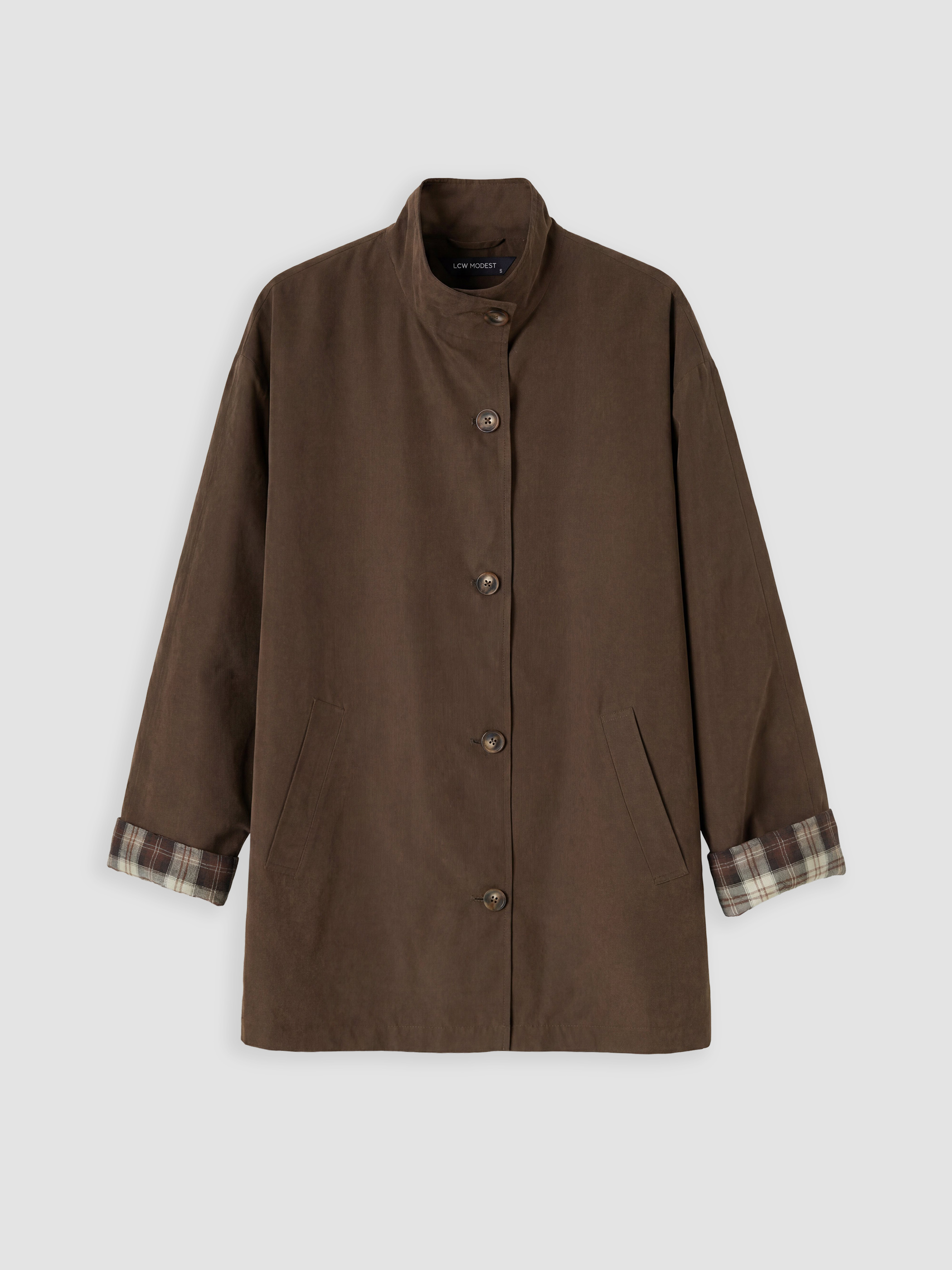 LCW Modest Oversize Gabardin Kadın Trençkot görsel 5