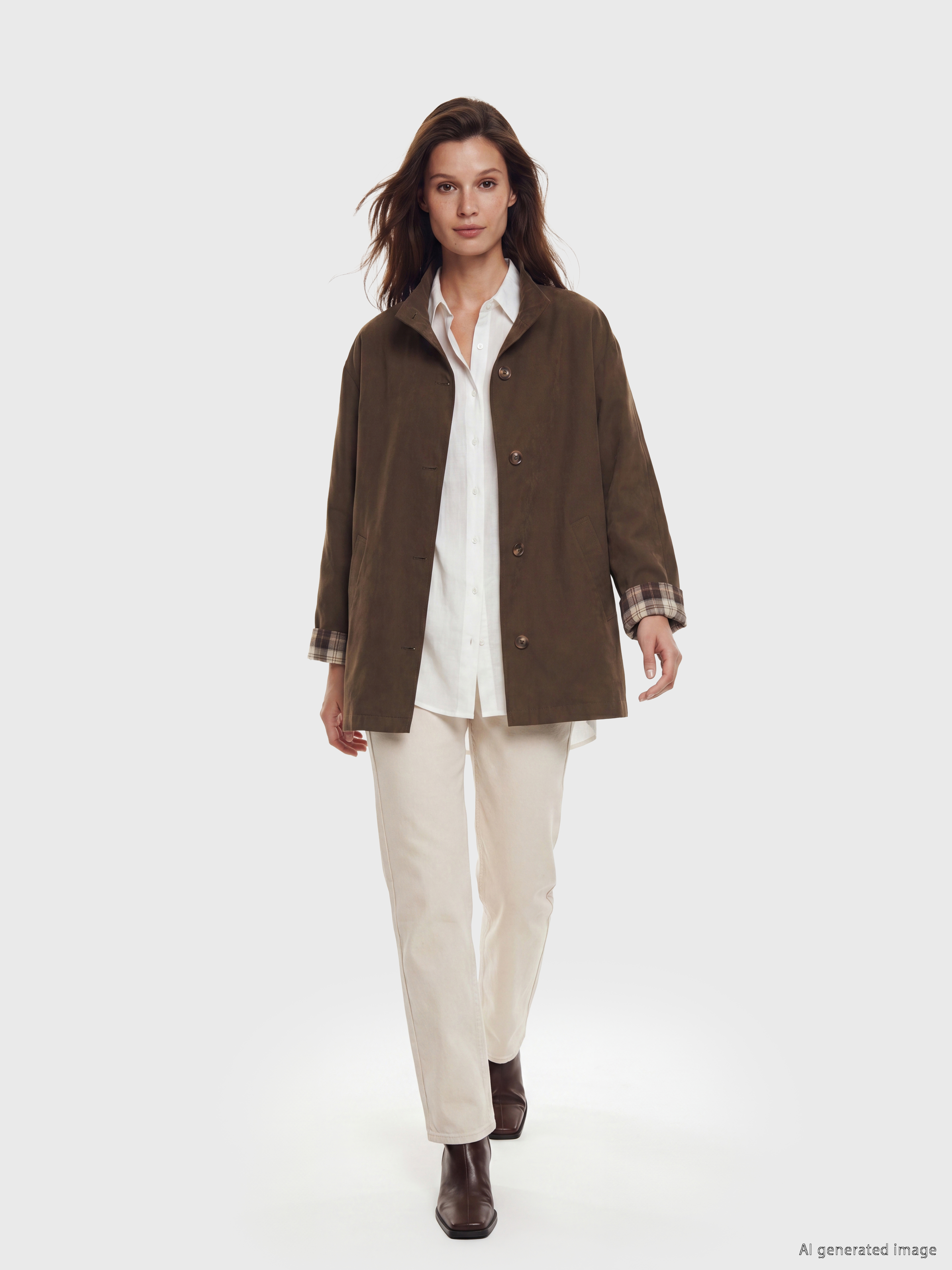 LCW Modest Oversize Gabardin Kadın Trençkot görsel 2