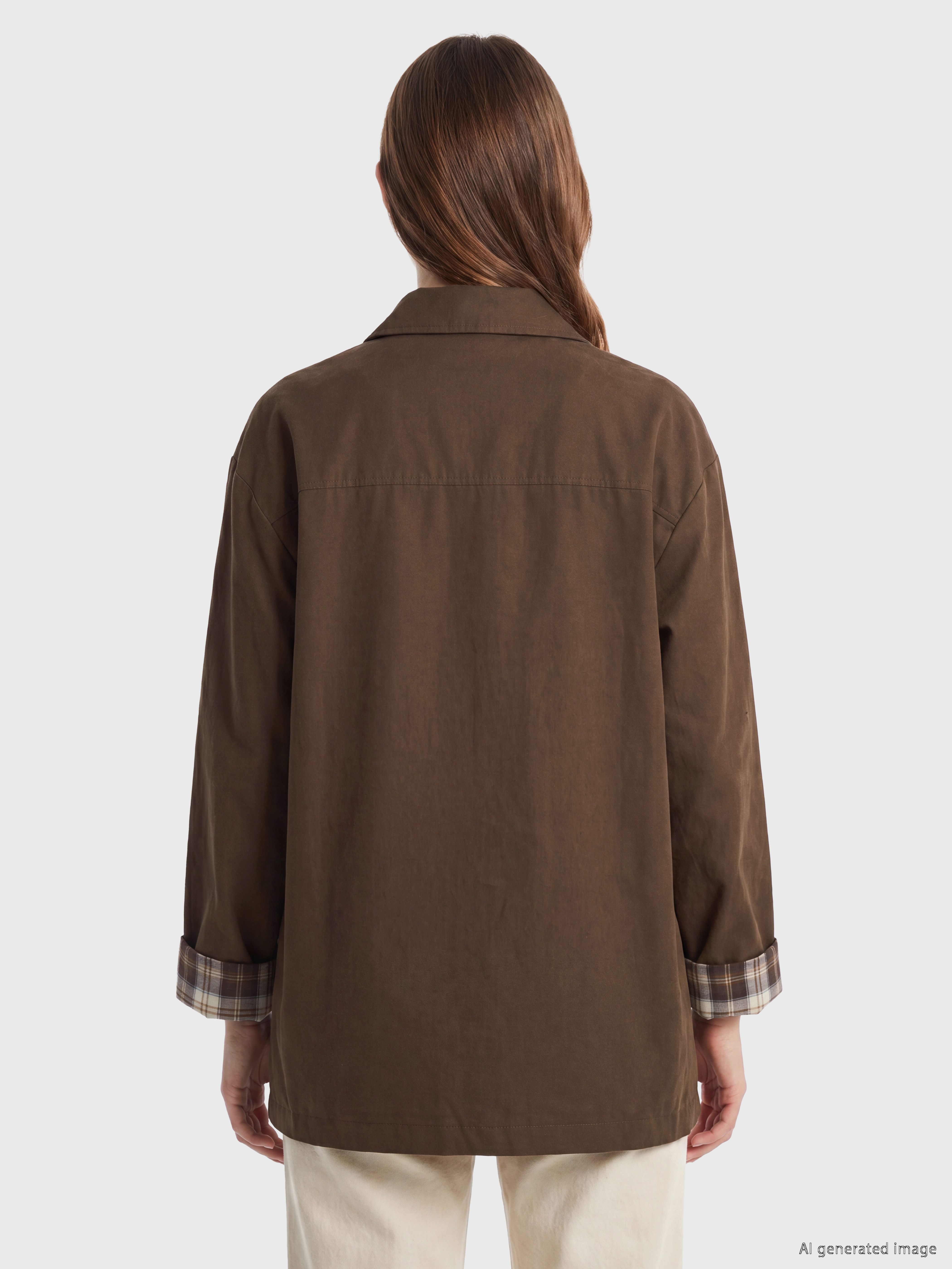 LCW Modest Oversize Gabardin Kadın Trençkot görsel 4