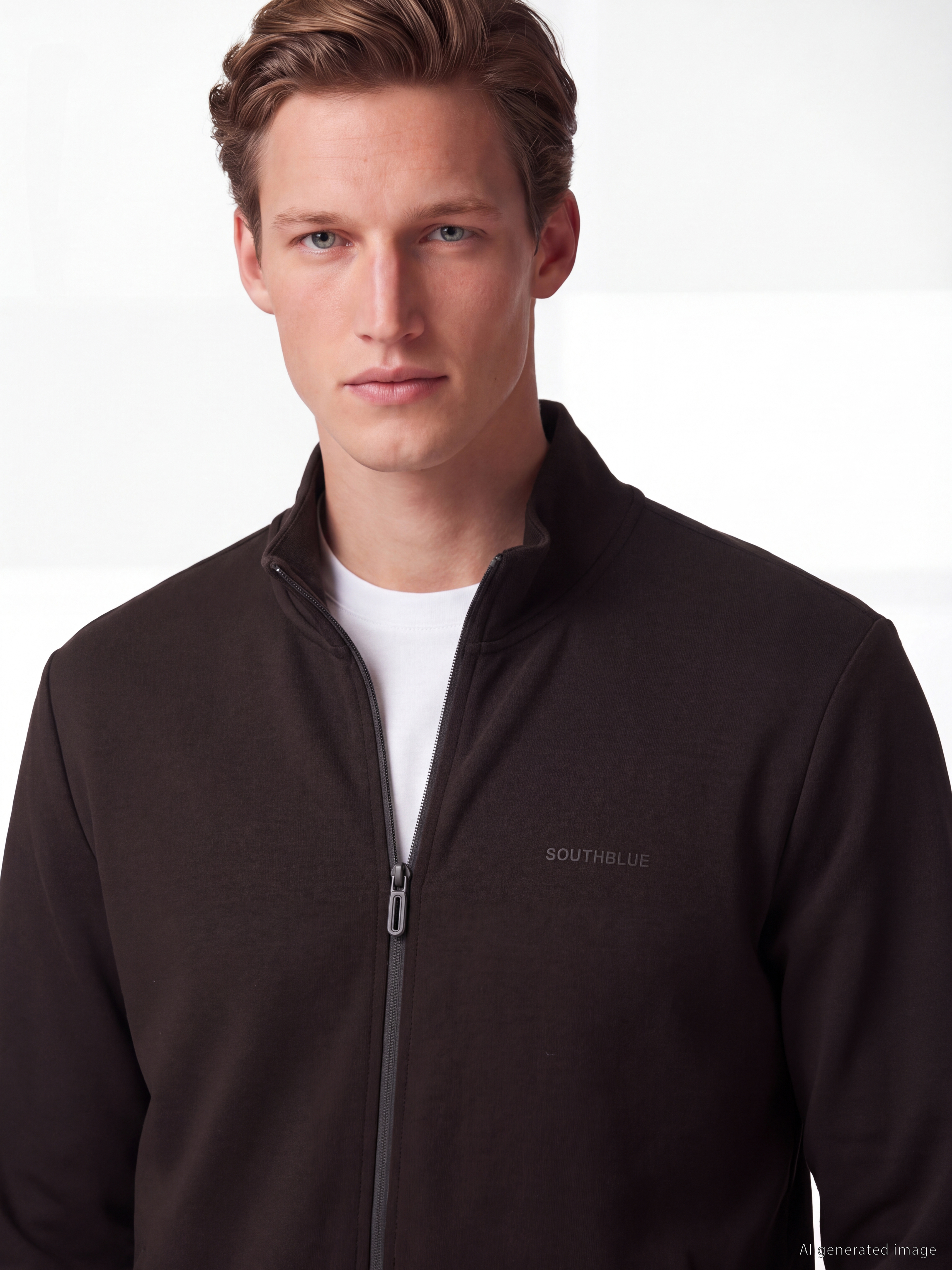 SOUTHBLUE Dik Yaka Erkek Fermuarlı Sweatshirt görsel 3