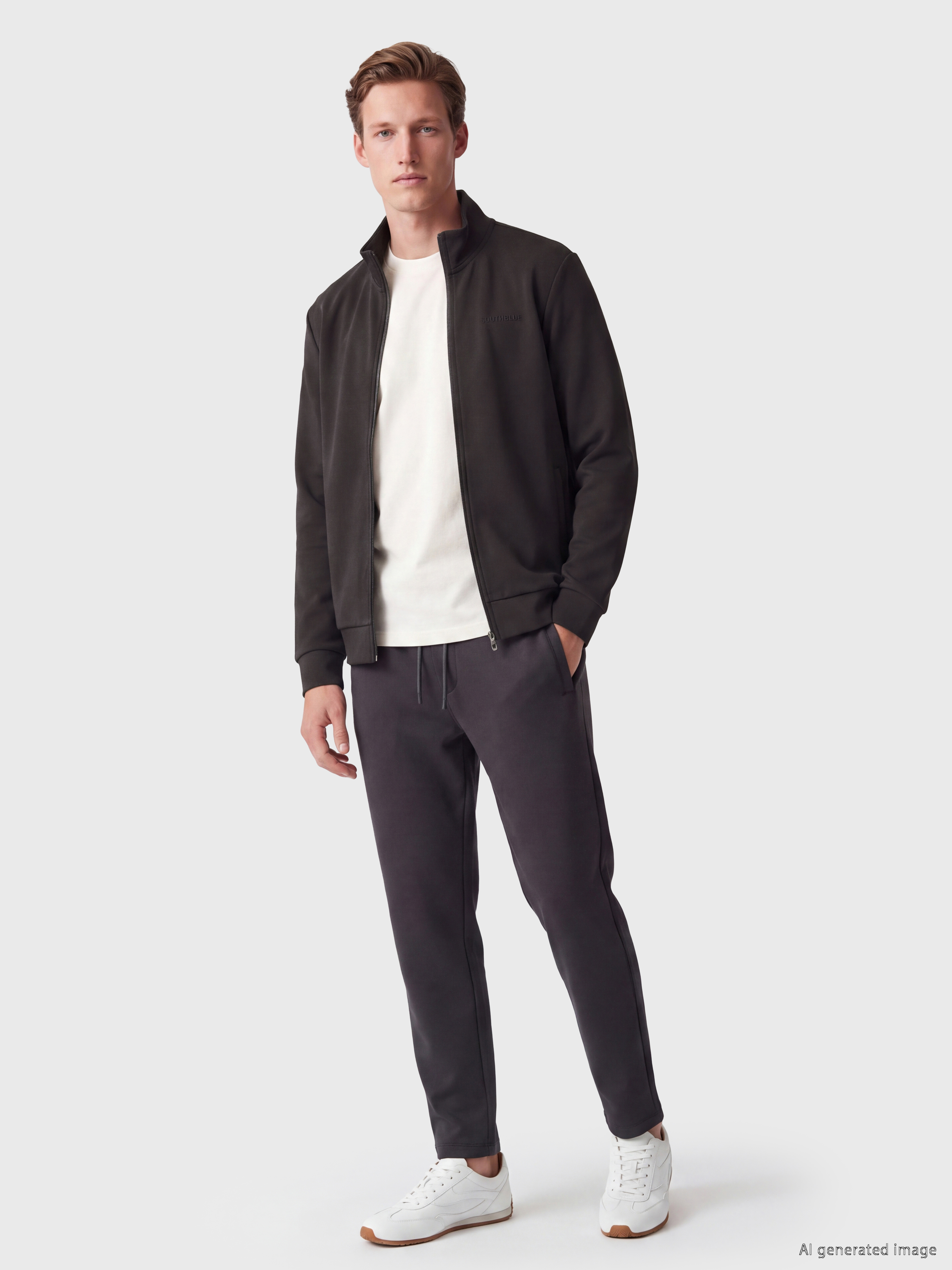 SOUTHBLUE Dik Yaka Erkek Fermuarlı Sweatshirt görsel 2