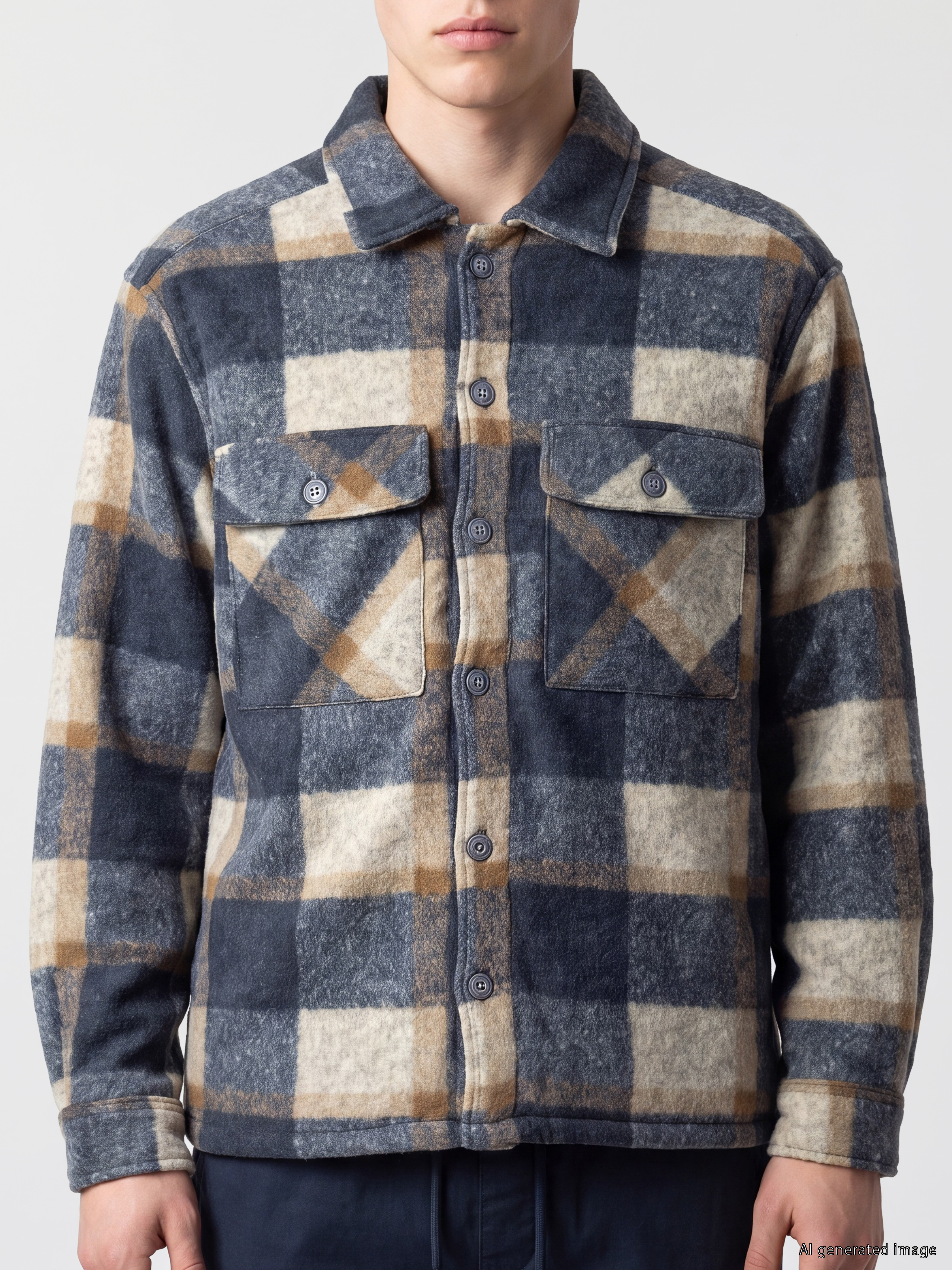 XSIDE Relax Fit Ekose Erkek Oduncu Gömlek Ceket görsel 3