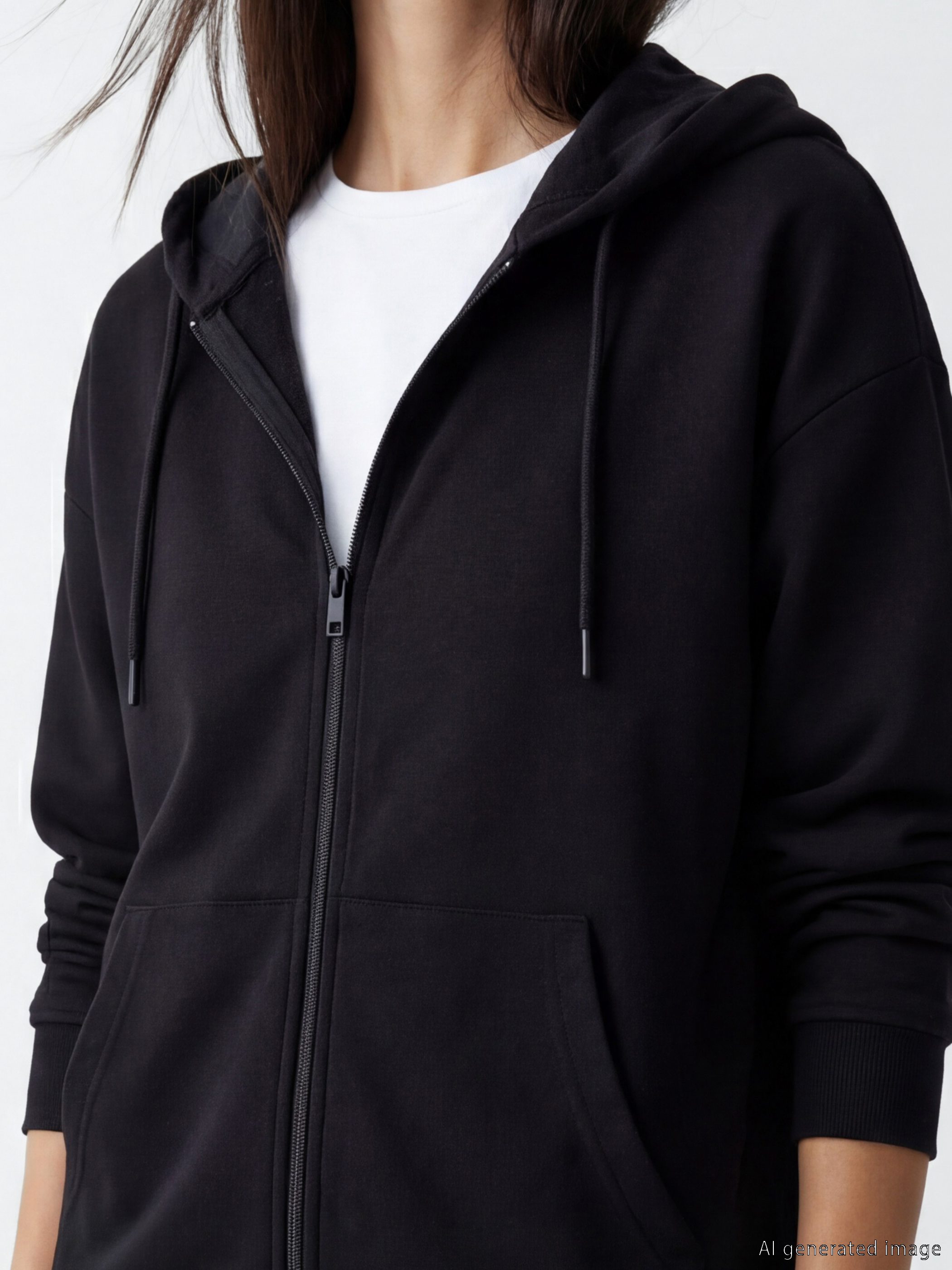 LCW EVERYDAY Soft Touch Oversize Kadın Fermuarlı Sweatshirt görsel 3
