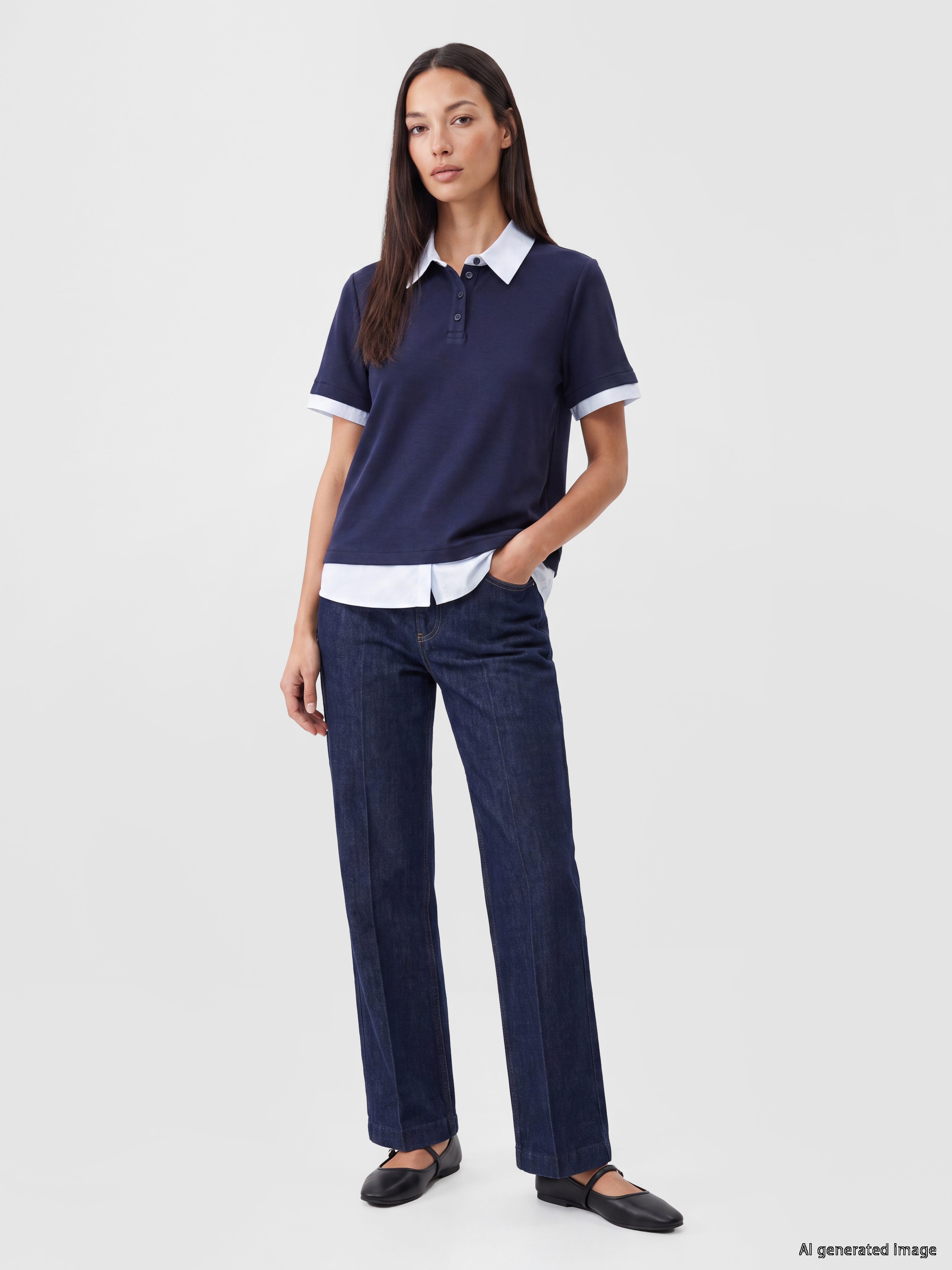 LCW EVERYDAY Polo Yaka Kadın Tişört görsel 2