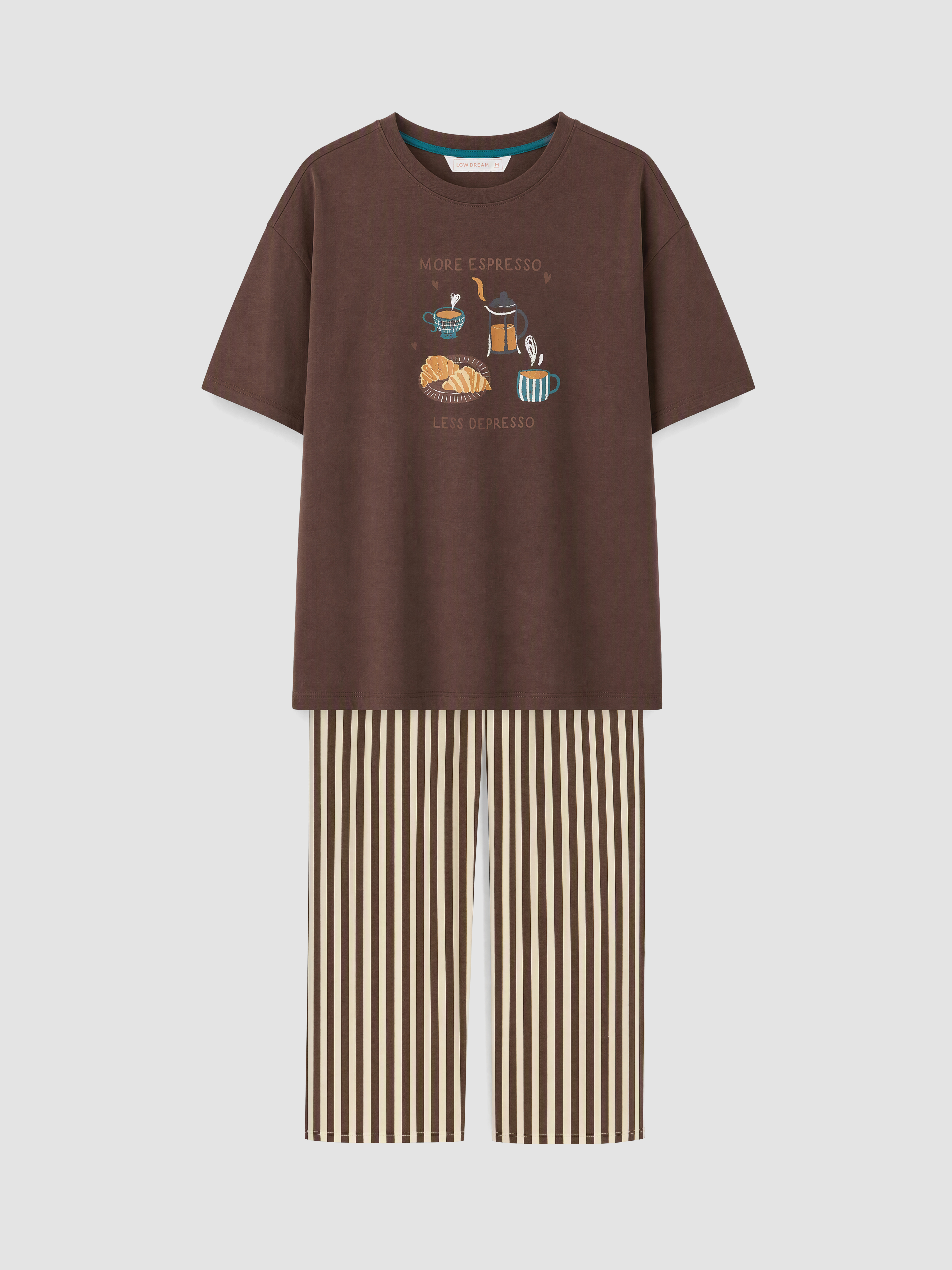 LCW DREAM Bisiklet Yaka Baskılı Kadın Pijama Takımı görsel 5