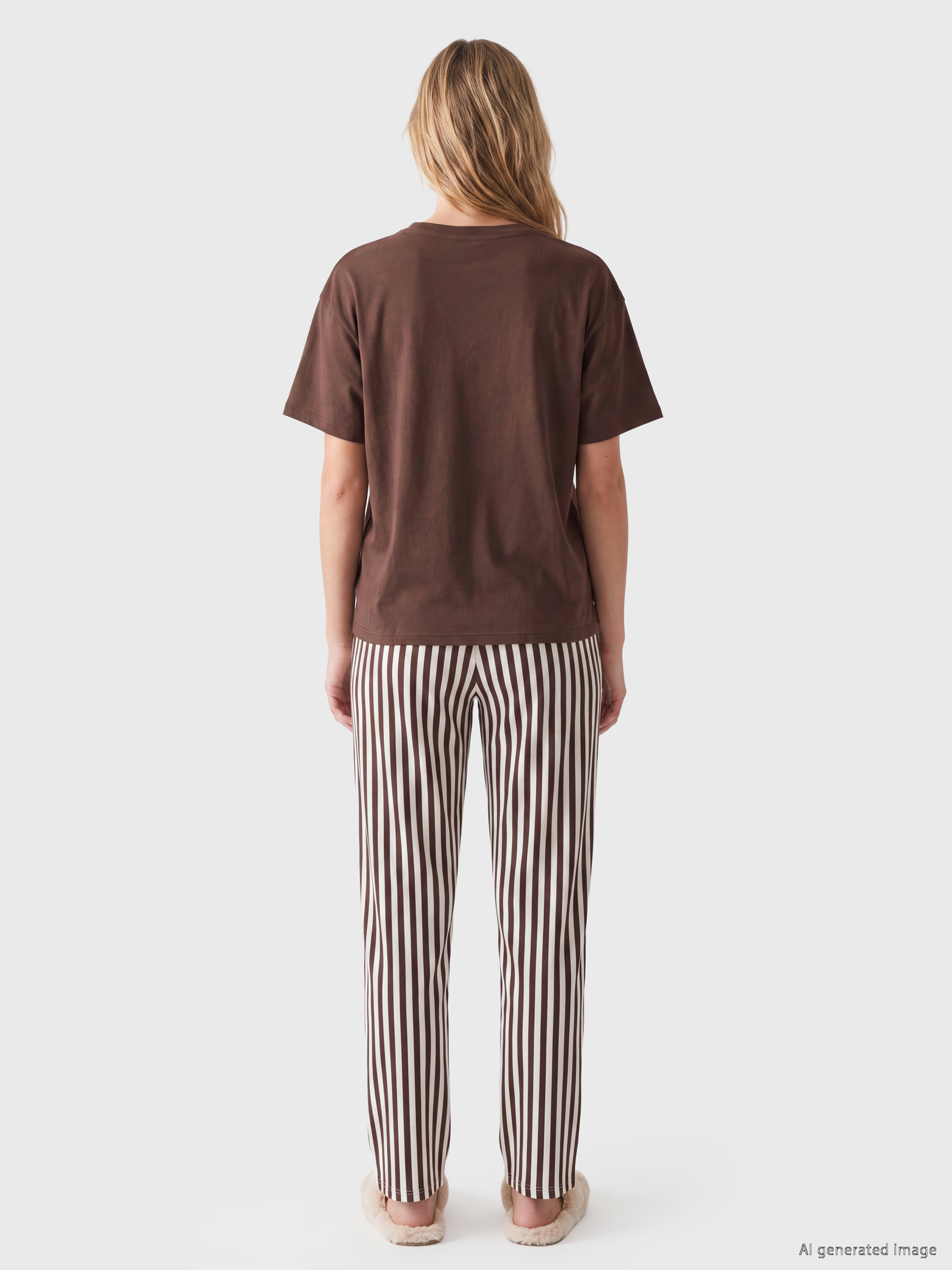 LCW DREAM Bisiklet Yaka Baskılı Kadın Pijama Takımı görsel 4
