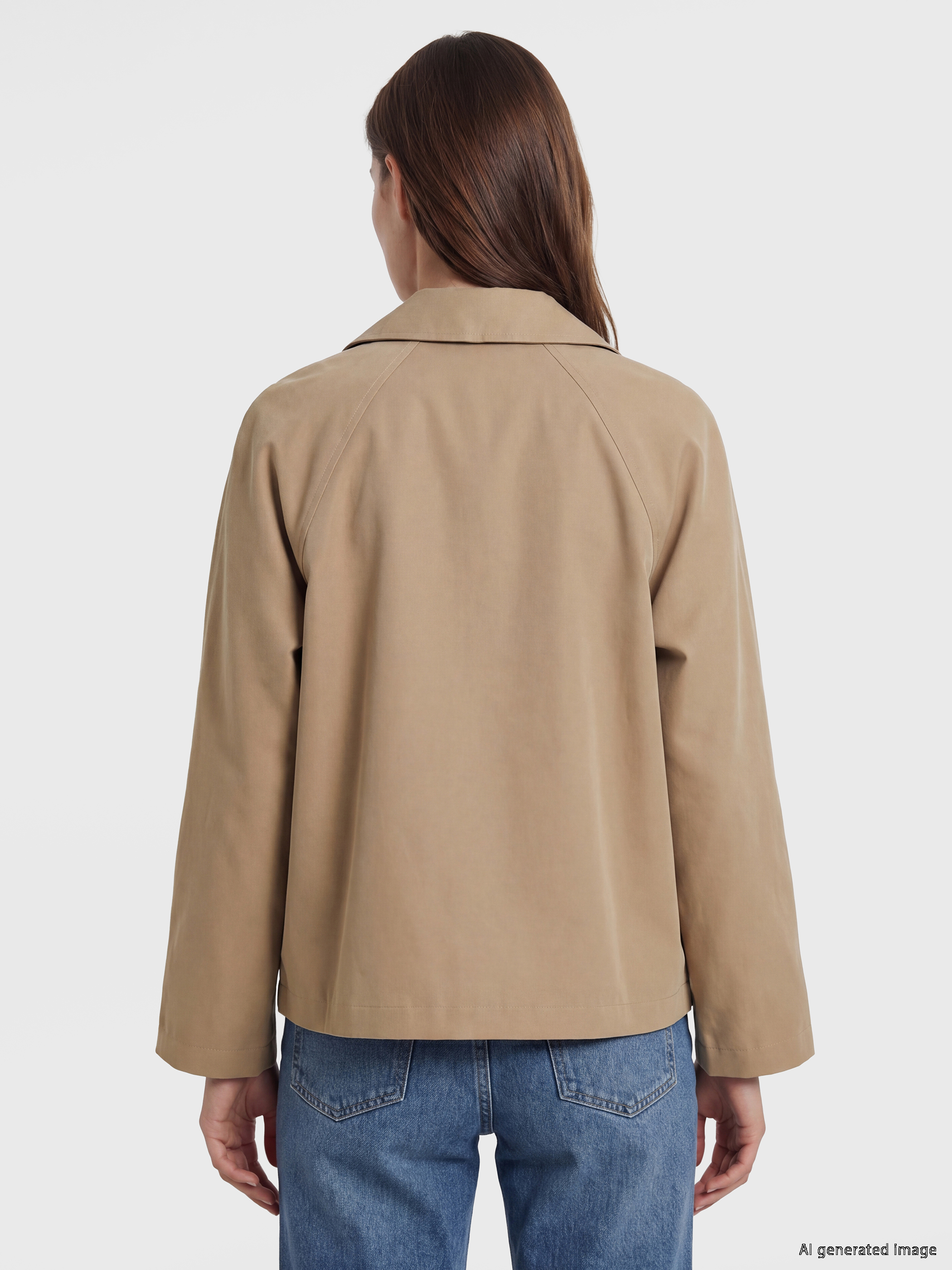 LCW Modest Kruvaze Yaka Oversize Kadın Trençkot görsel 5
