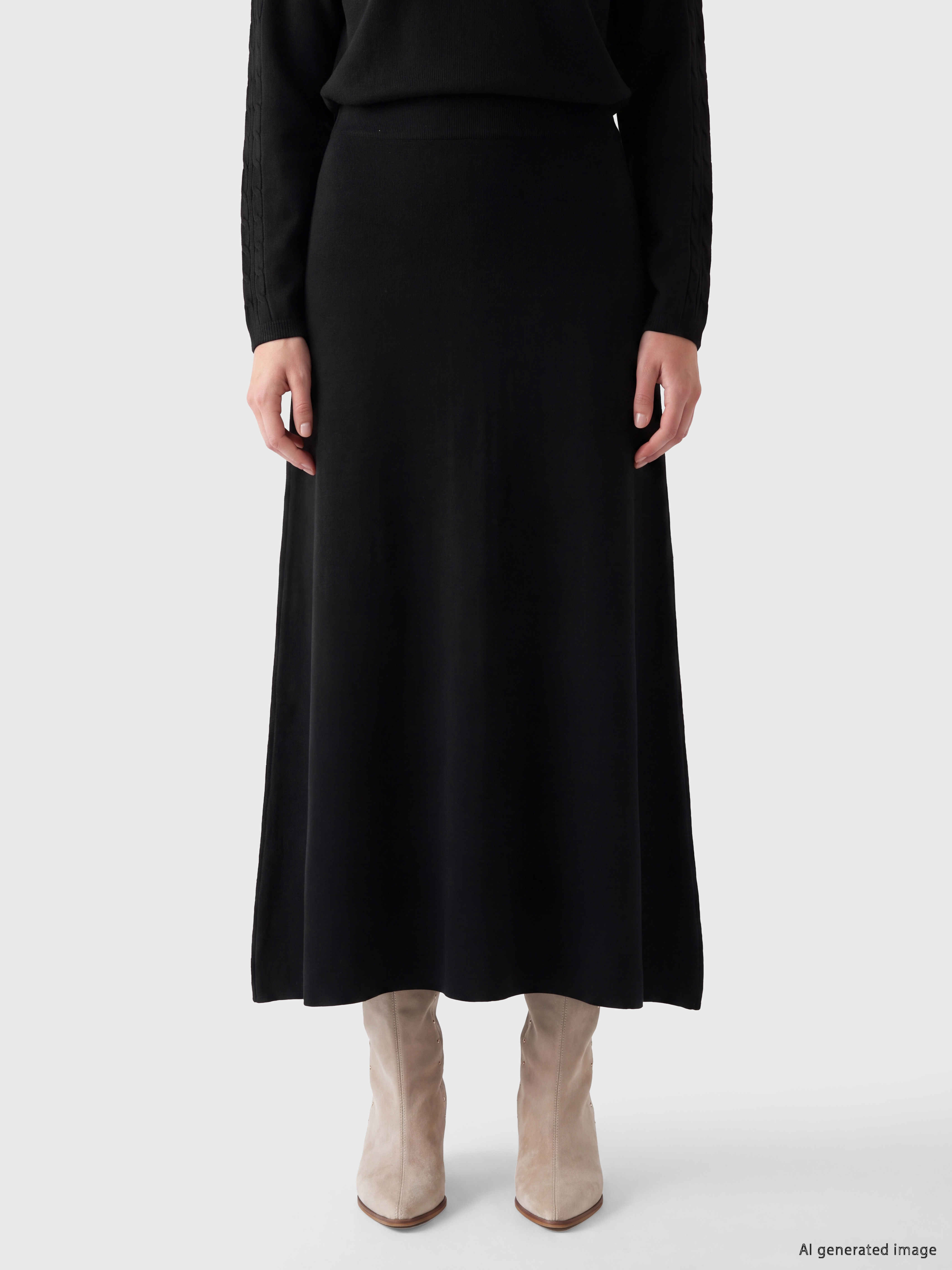 LCW Modest Beli Lastikli A Kesim Triko Etek görsel 2