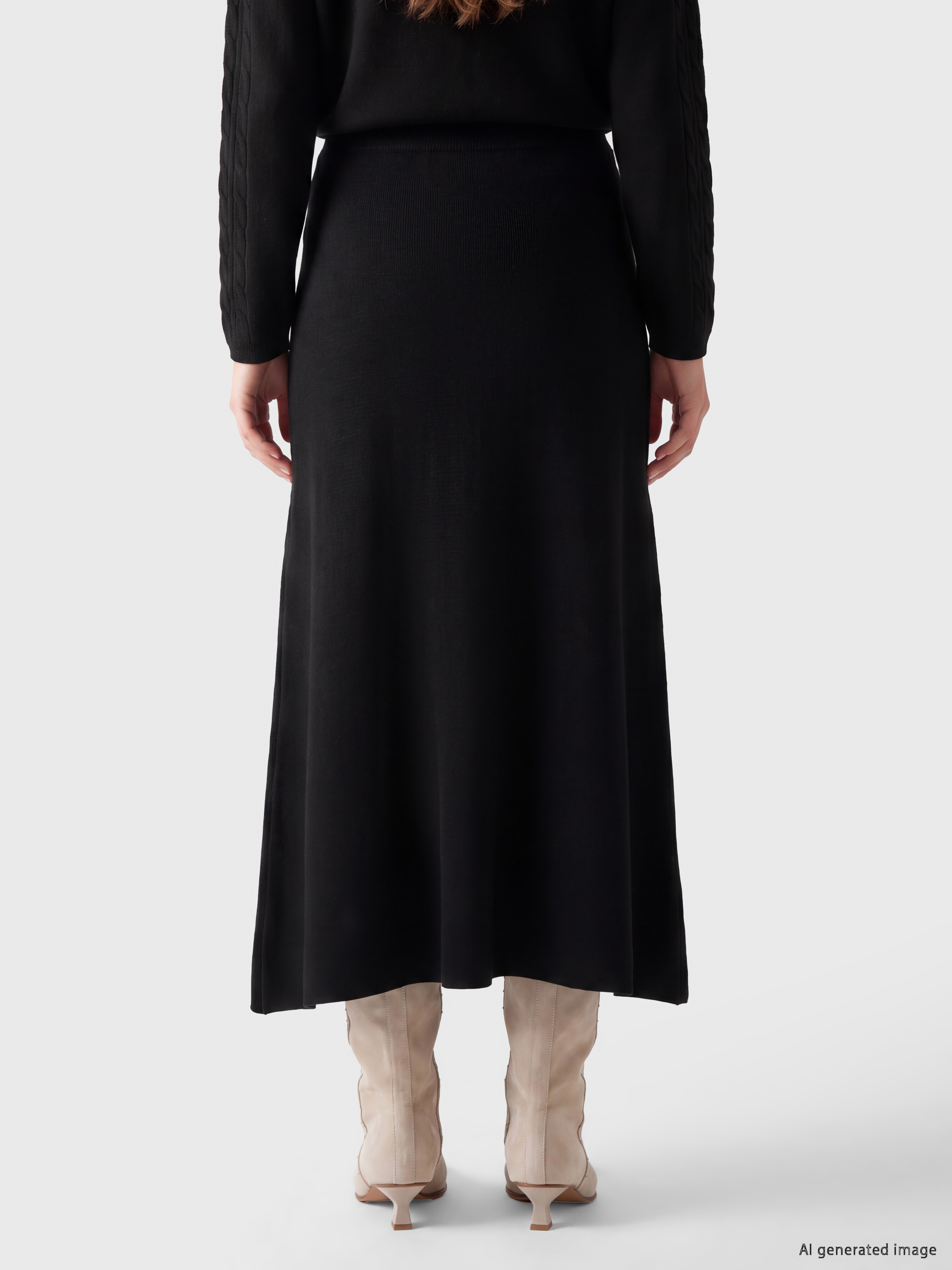 LCW Modest Beli Lastikli A Kesim Triko Etek görsel 4