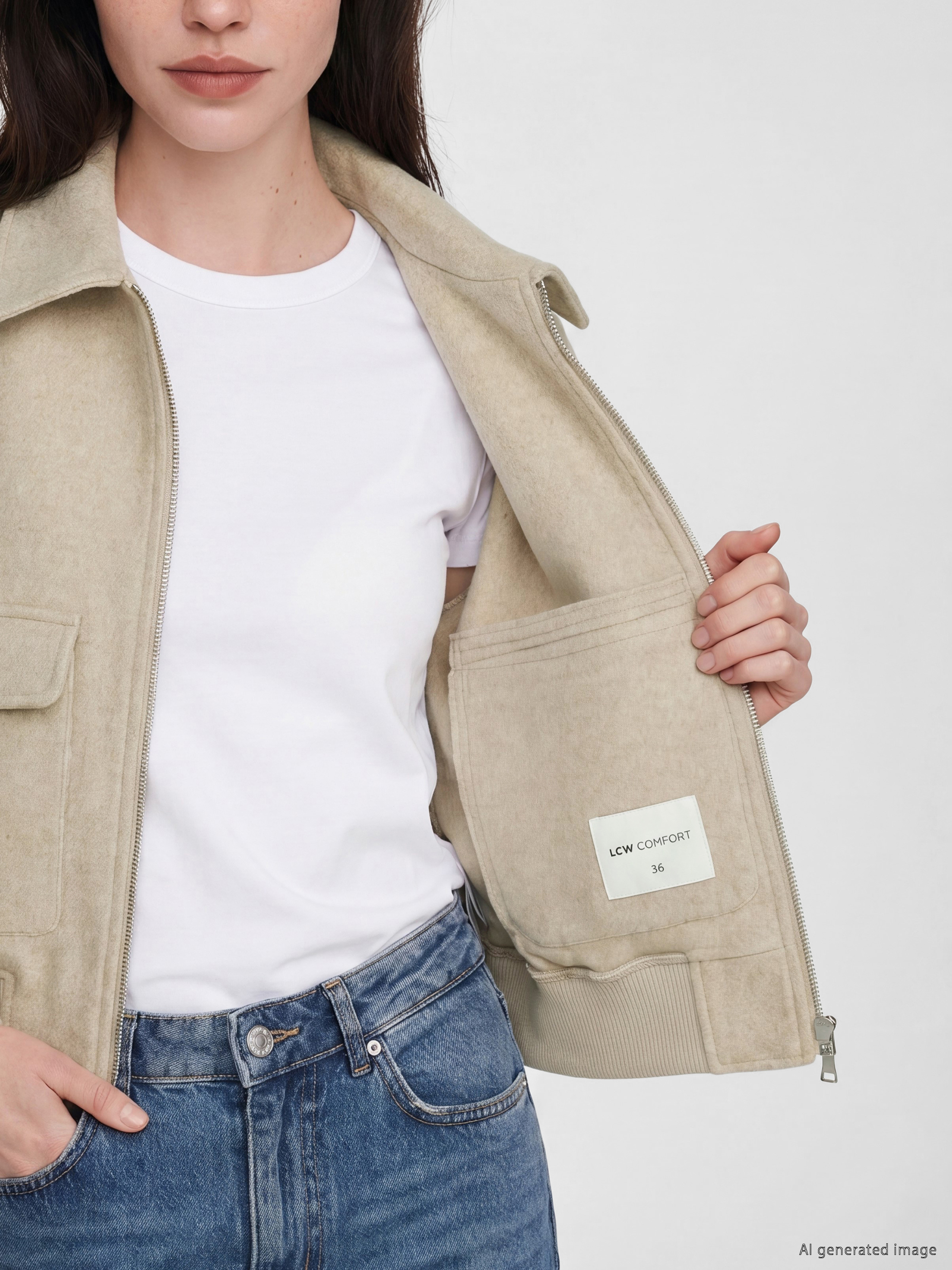 LCW Comfort Yün Karışımlı Kadın Kaşe Ceket görsel 4