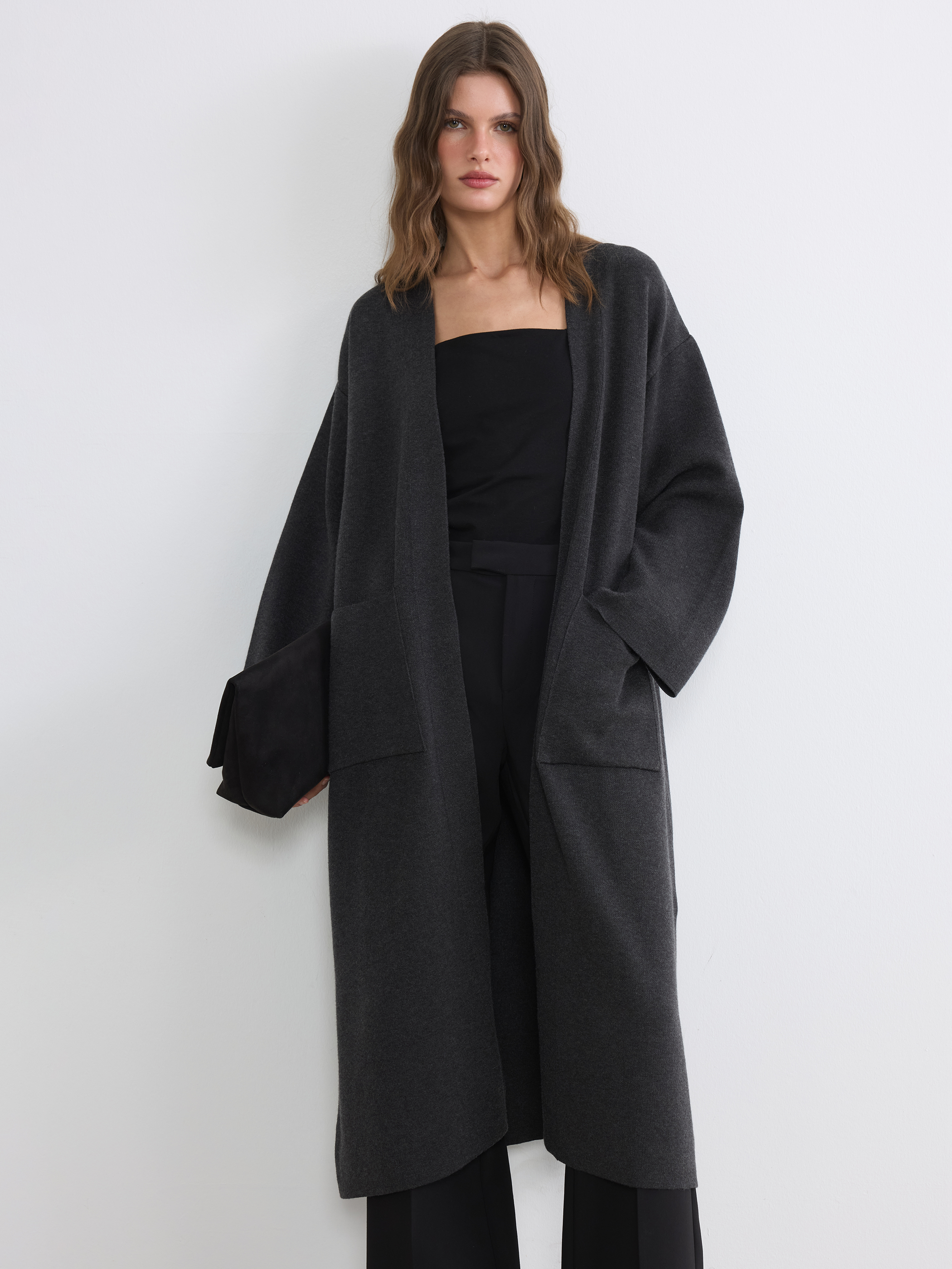 LCWAIKIKI Classic Şal Yaka Oversize Kadın Triko Hırka görsel 2