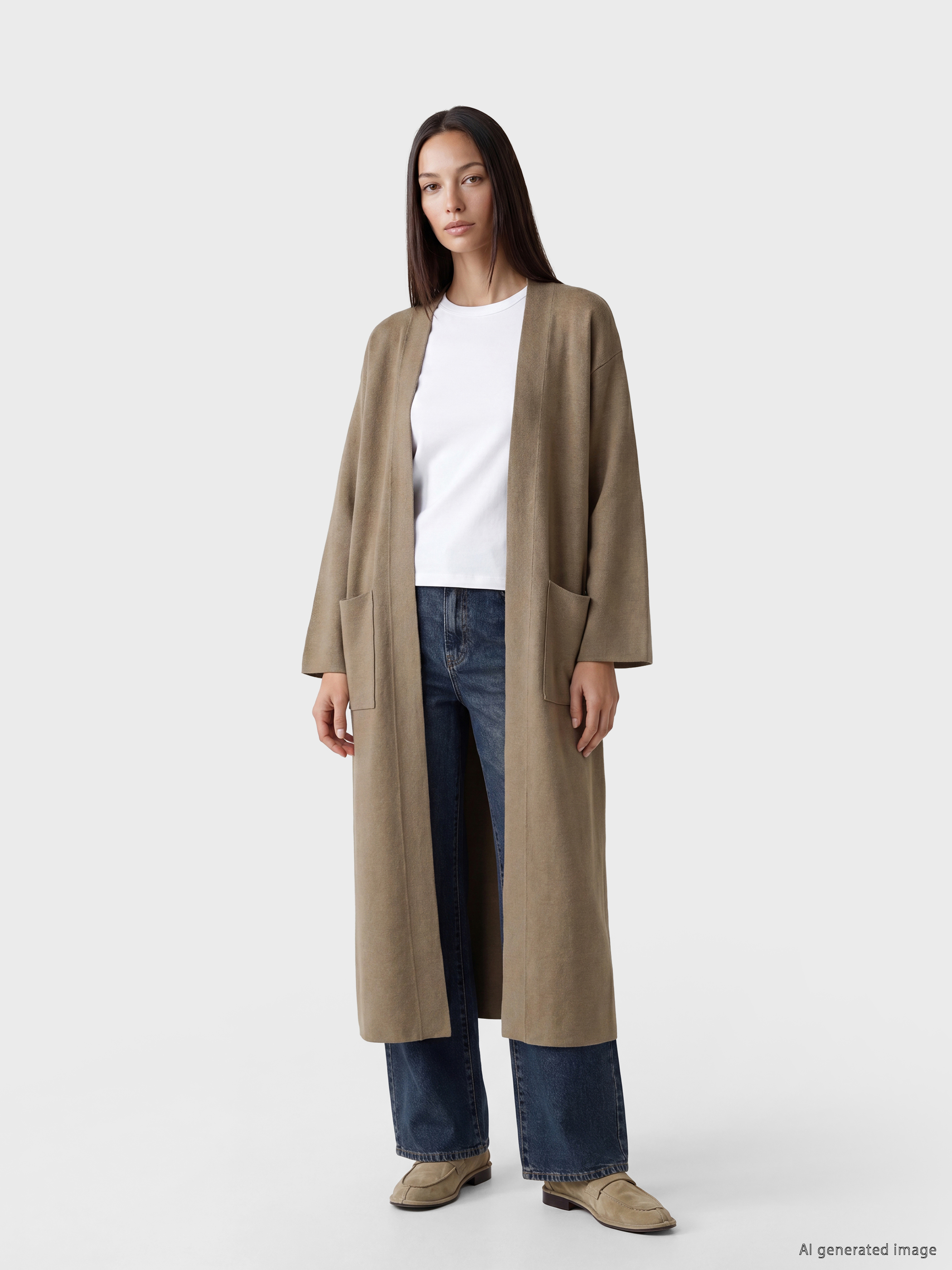 LCWAIKIKI Classic Şal Yaka Oversize Kadın Triko Hırka görsel 2