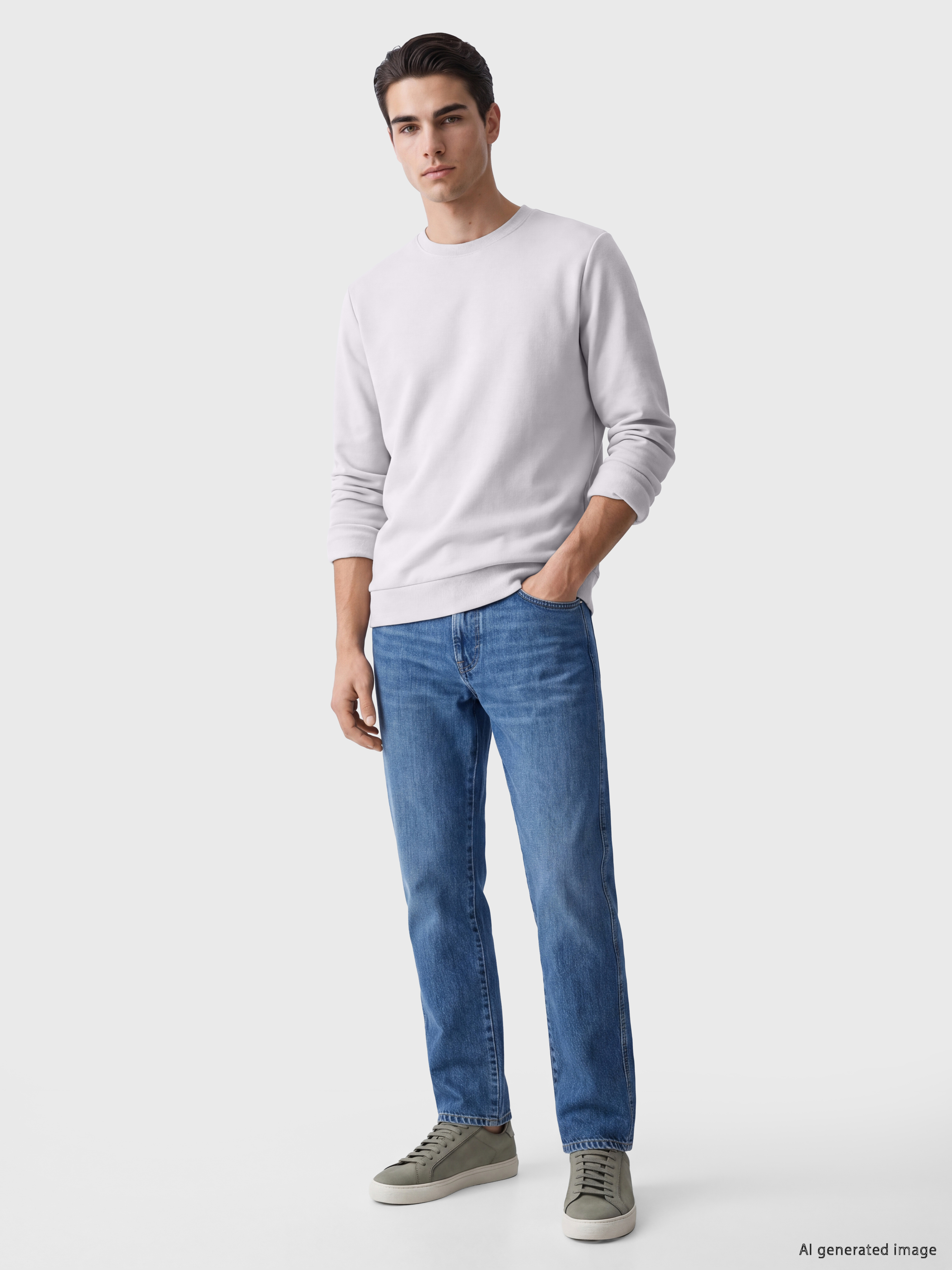 LCWAIKIKI Classic Bisiklet Yaka Erkek Kalın Sweatshirt görsel 2
