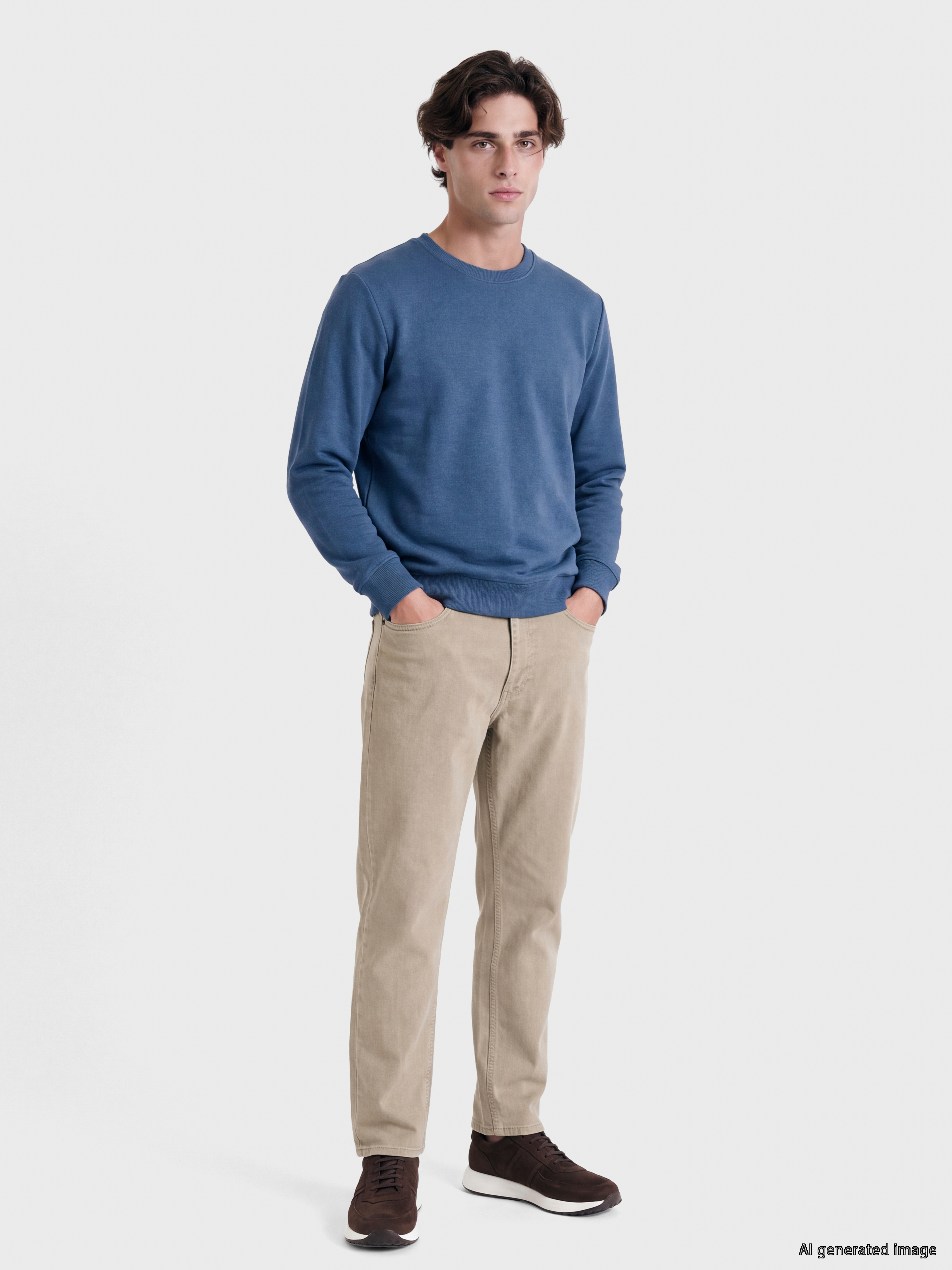 LCWAIKIKI Classic Bisiklet Yaka Erkek Kalın Sweatshirt görsel 2