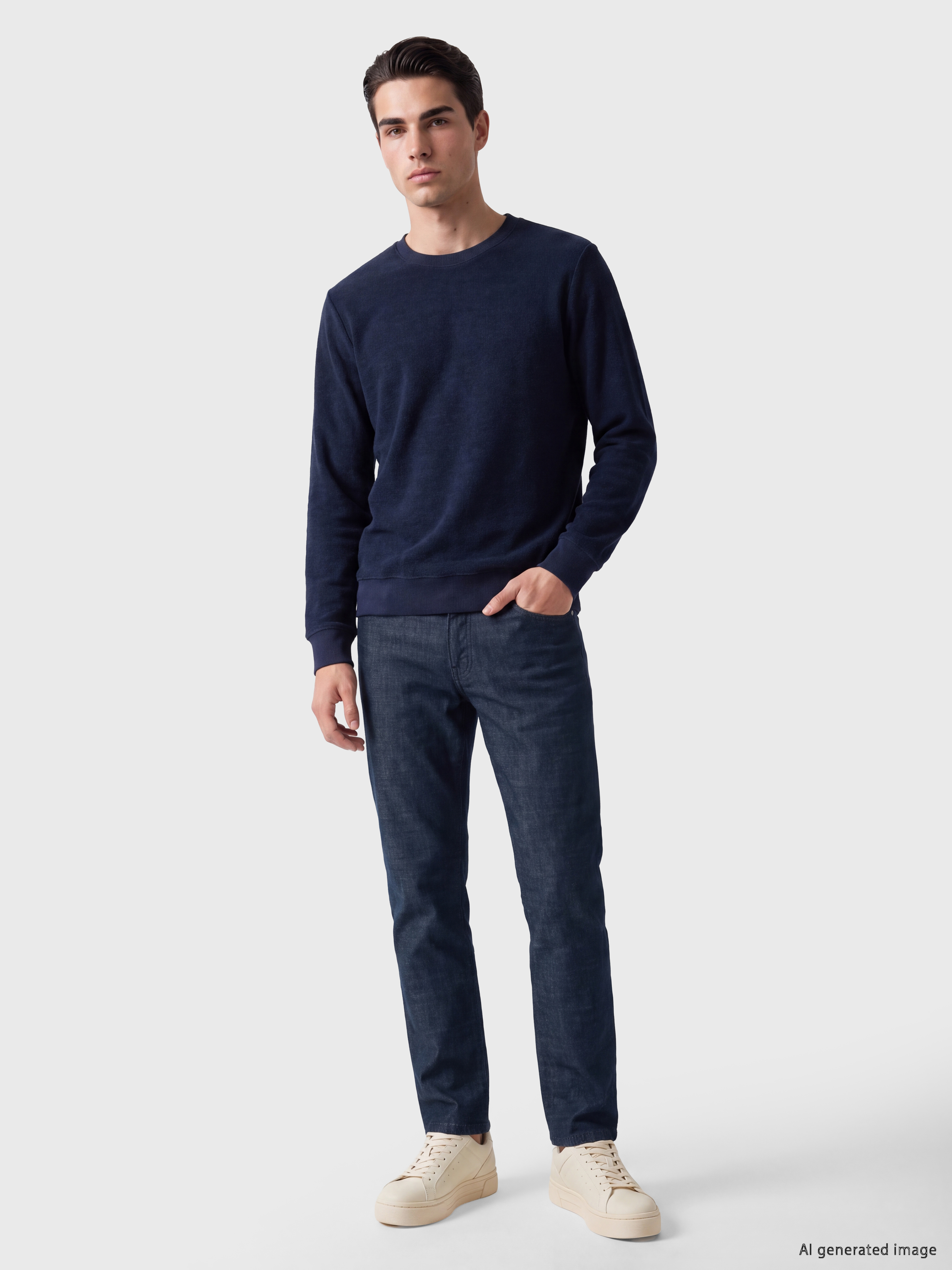 LCWAIKIKI Classic Bisiklet Yaka Erkek Sweatshirt görsel 2