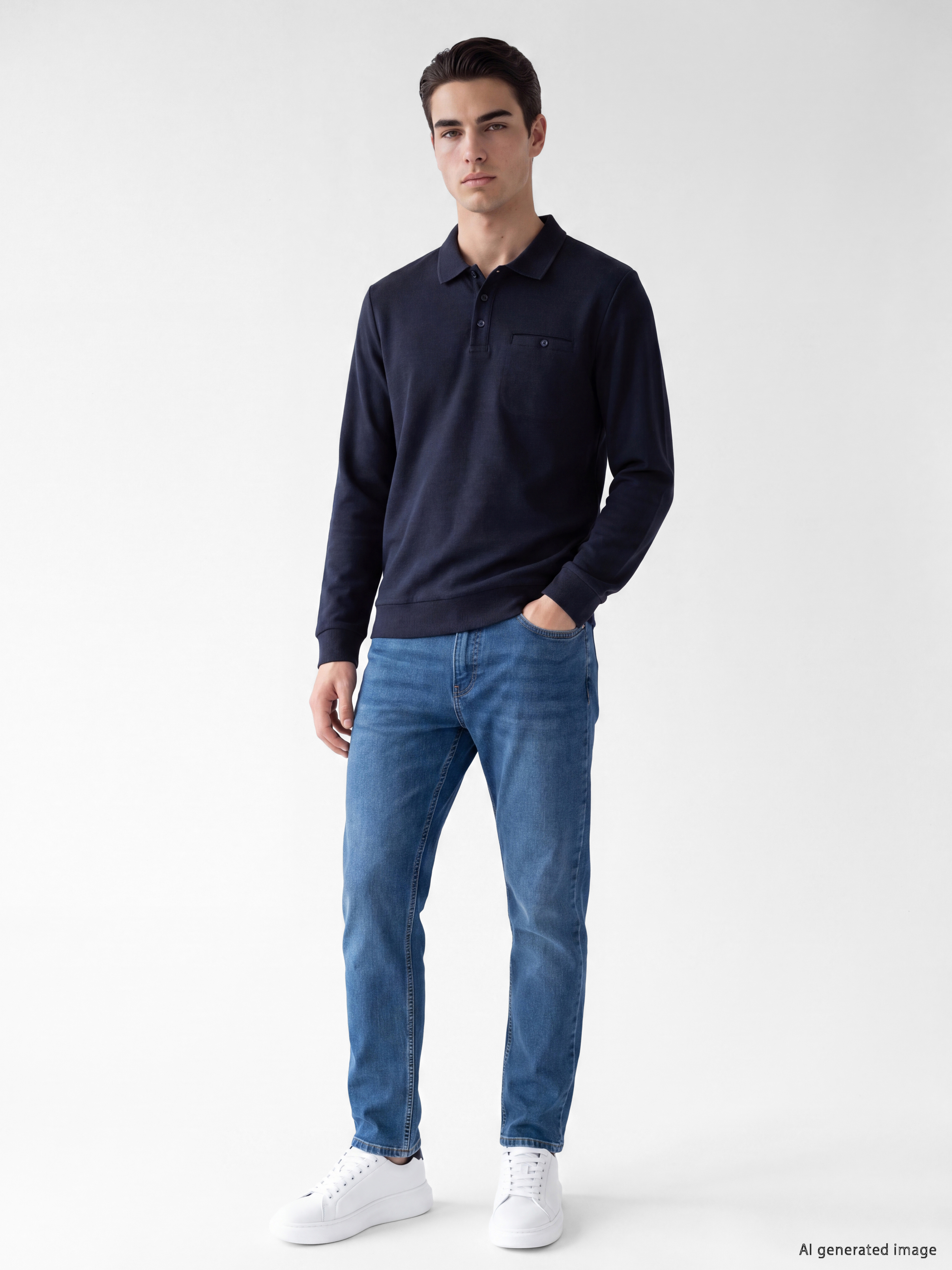 LCWAIKIKI Classic Polo Yaka Erkek Sweatshirt görsel 2