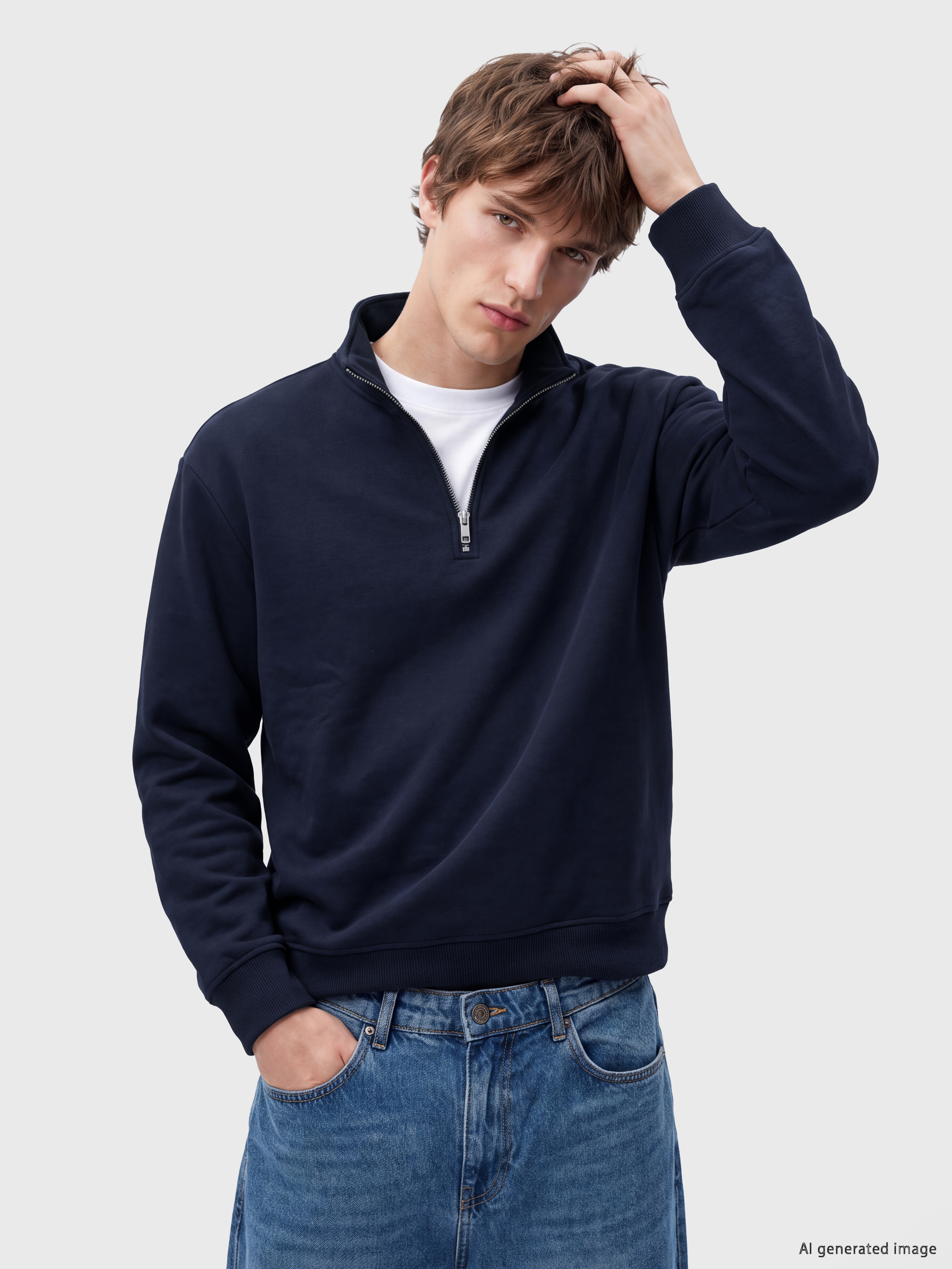 XSIDE Dik Yaka Erkek Kalın Sweatshirt