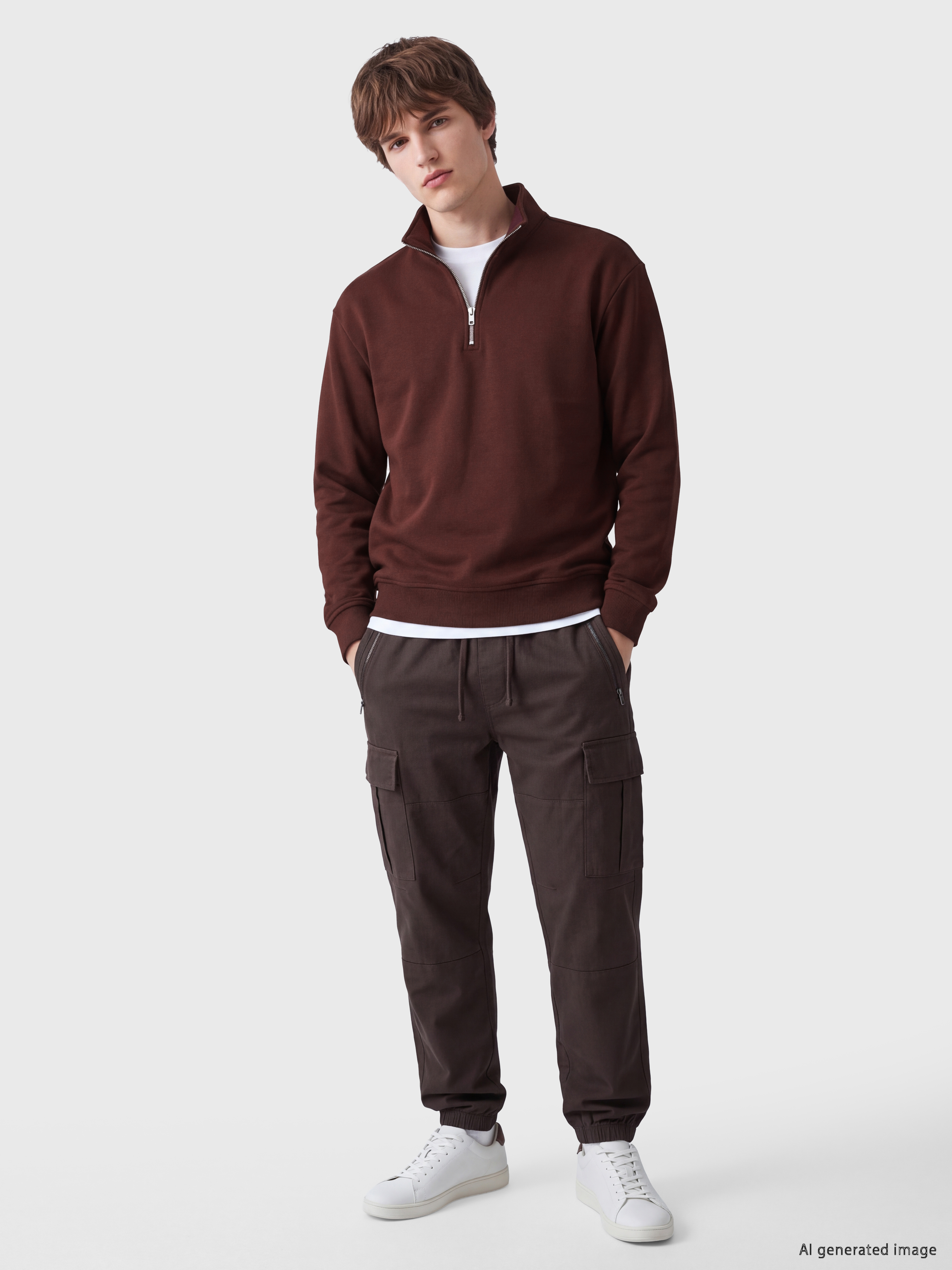 XSIDE Dik Yaka Erkek Kalın Sweatshirt görsel 2