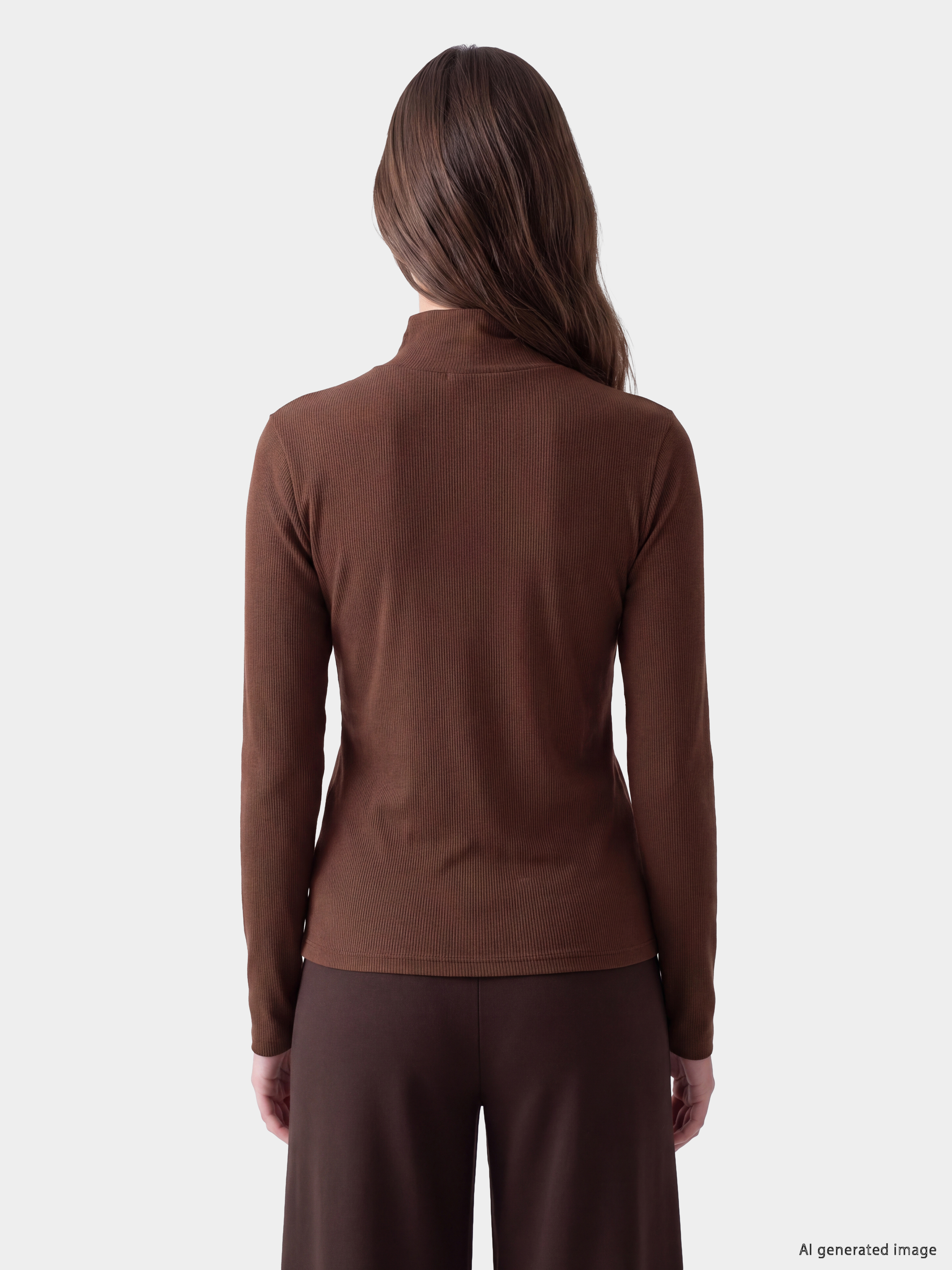 LCW Modest Dik Yaka Kadın Fitilli Body görsel 4