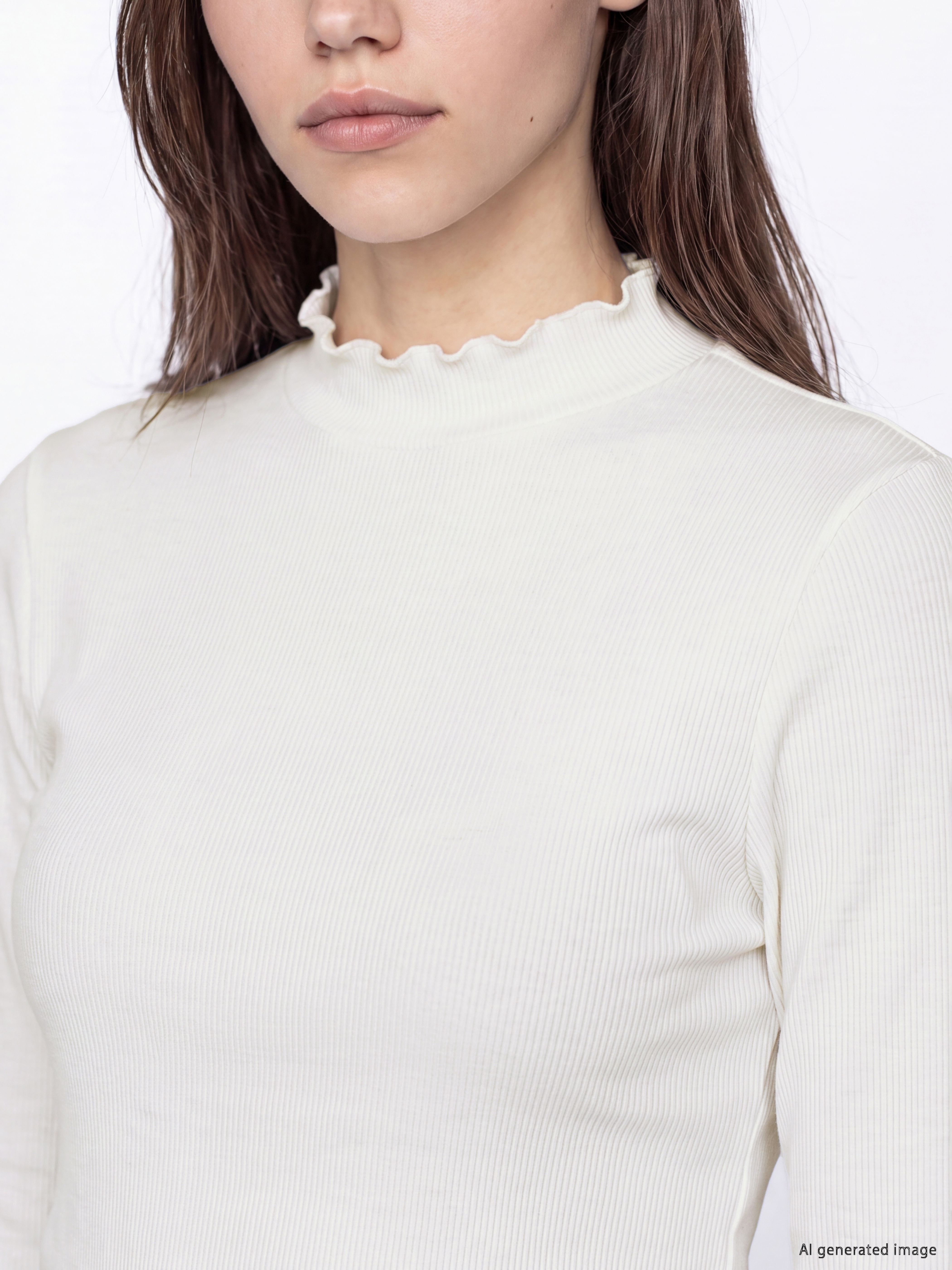 LCW Modest Dik Yaka Kadın Fitilli Body görsel 3