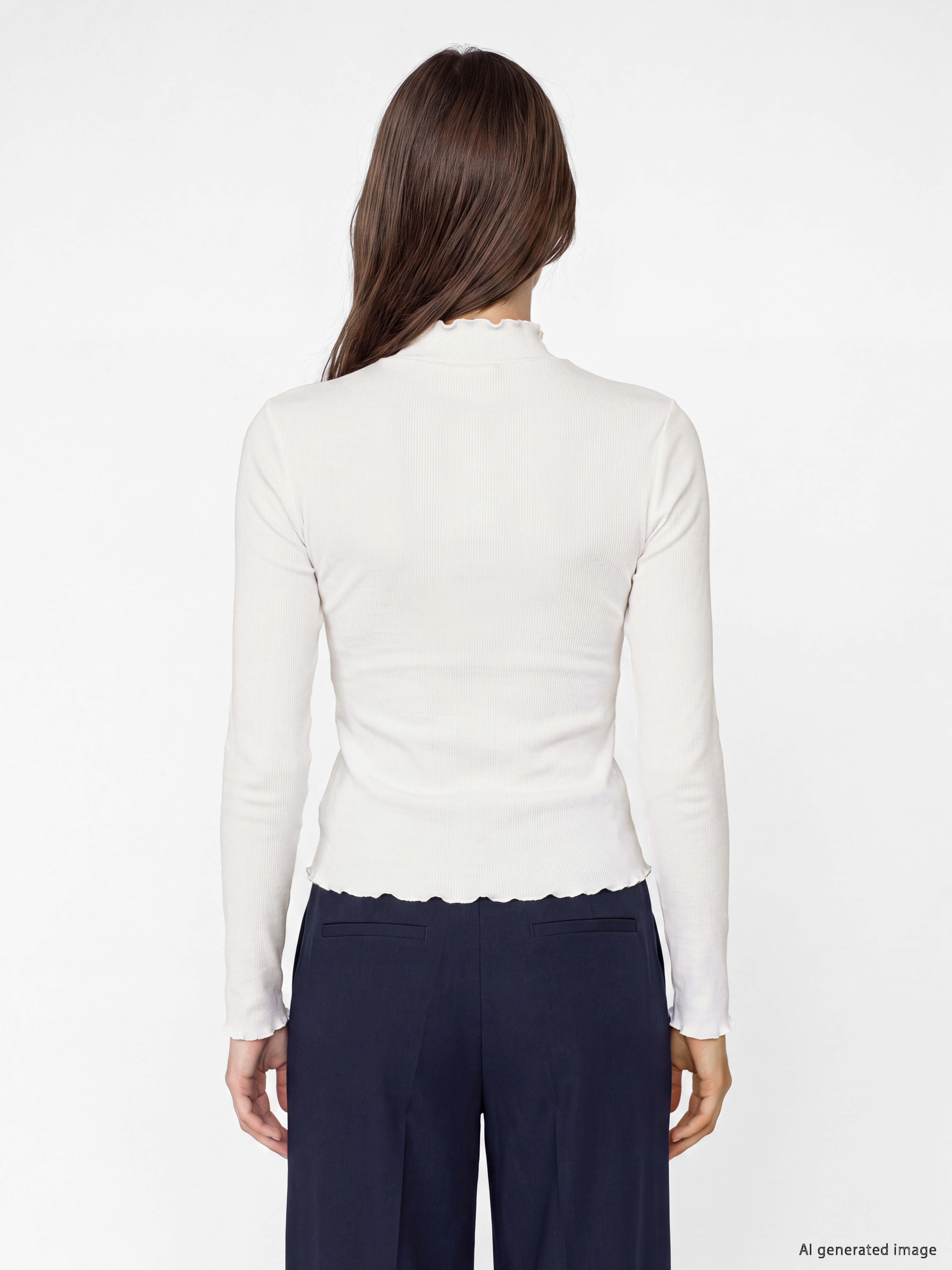 LCW Modest Dik Yaka Kadın Fitilli Body görsel 4