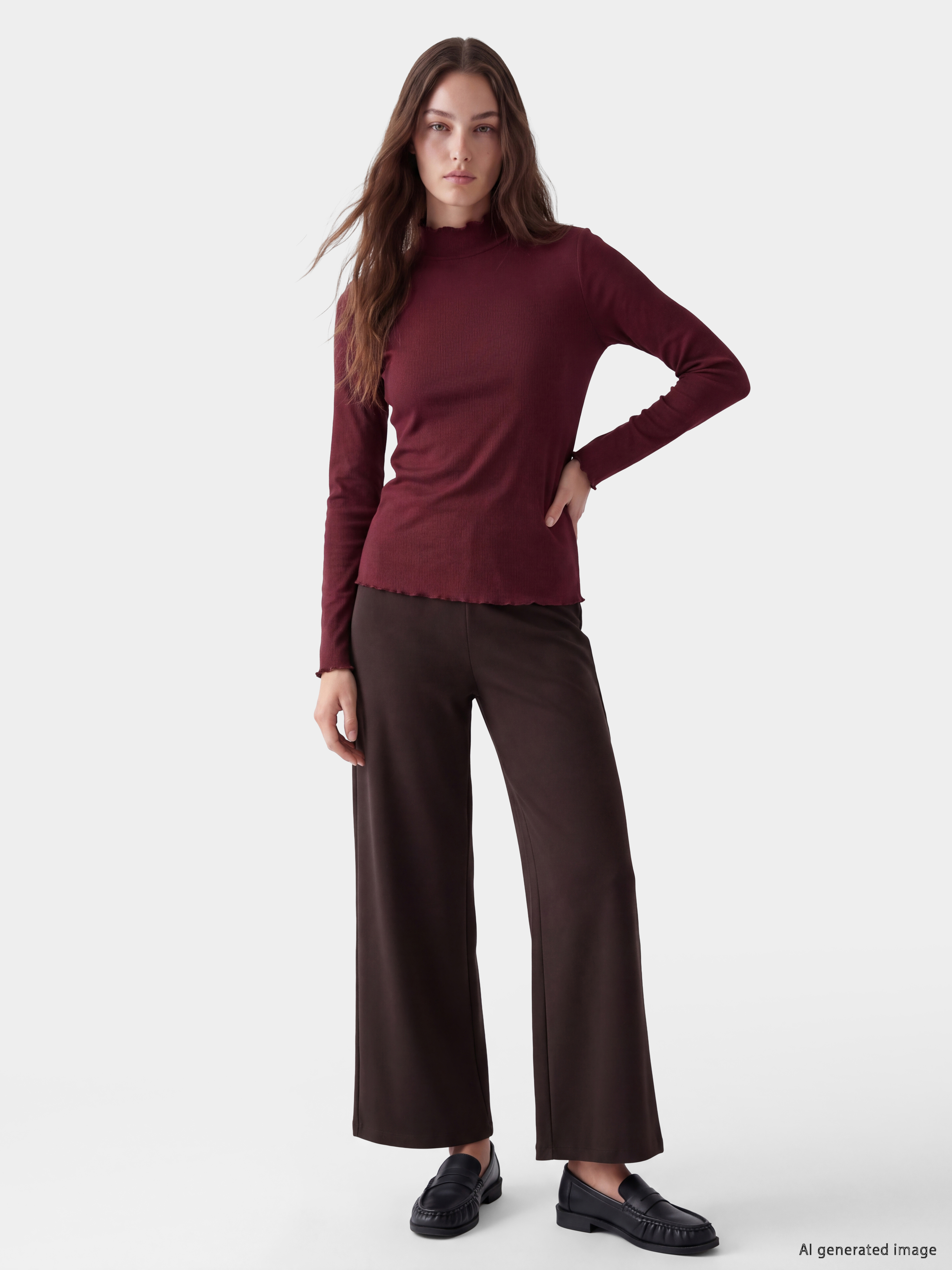 LCW Modest Dik Yaka Kadın Fitilli Body görsel 2