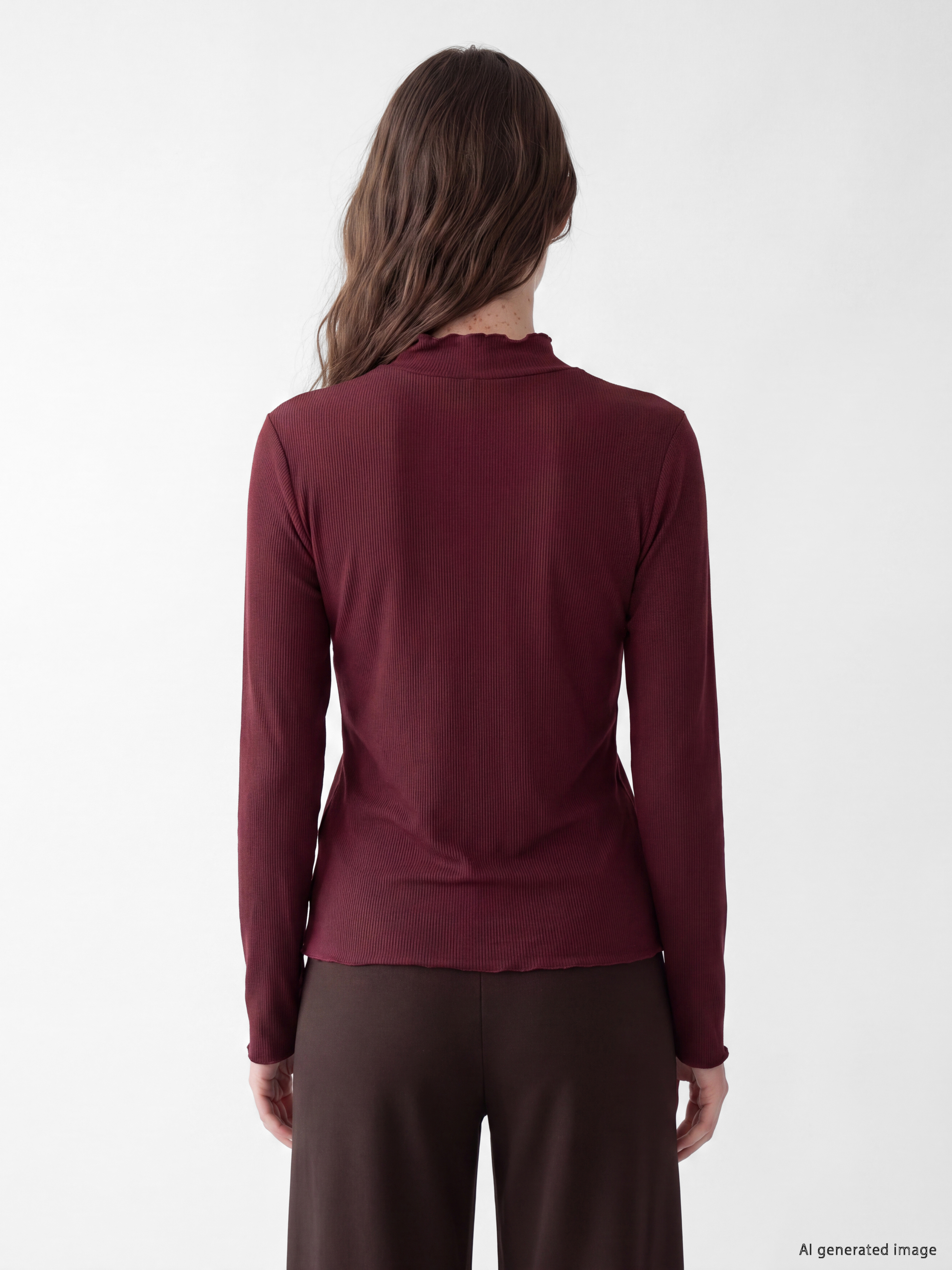 LCW Modest Dik Yaka Kadın Fitilli Body görsel 4