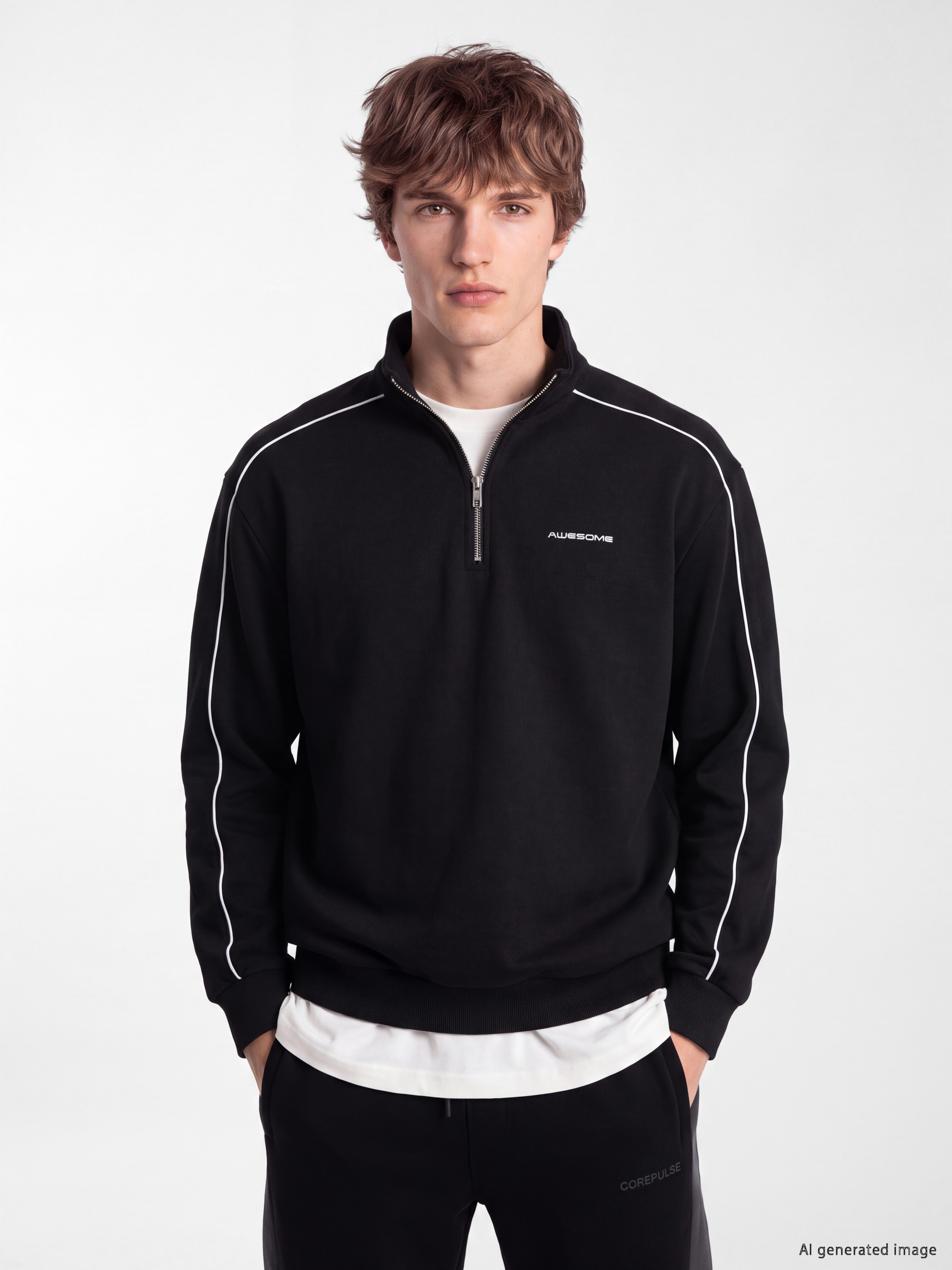 XSIDE Dik Yaka Baskılı Erkek Sweatshirt