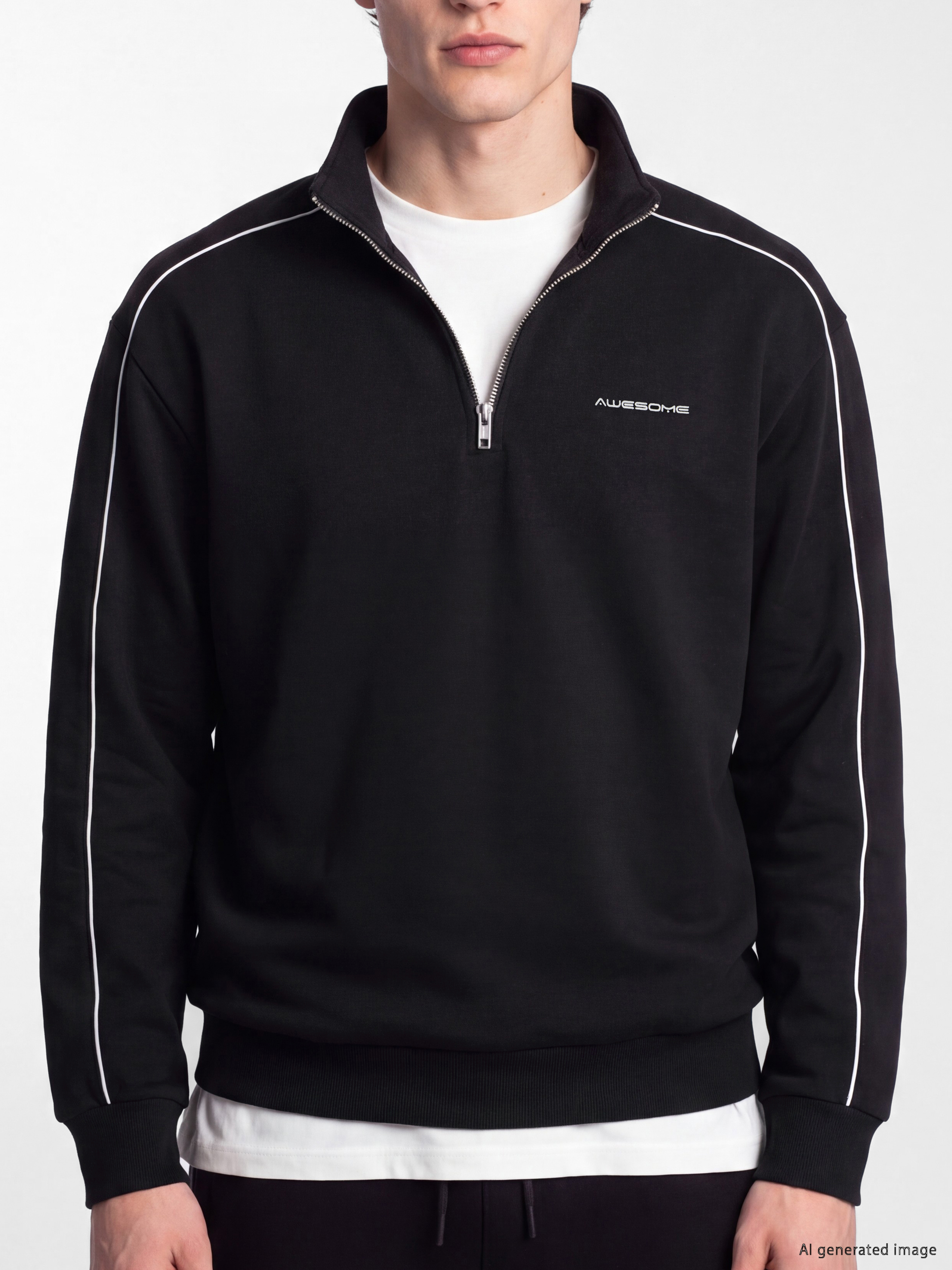 XSIDE Dik Yaka Baskılı Erkek Sweatshirt görsel 3