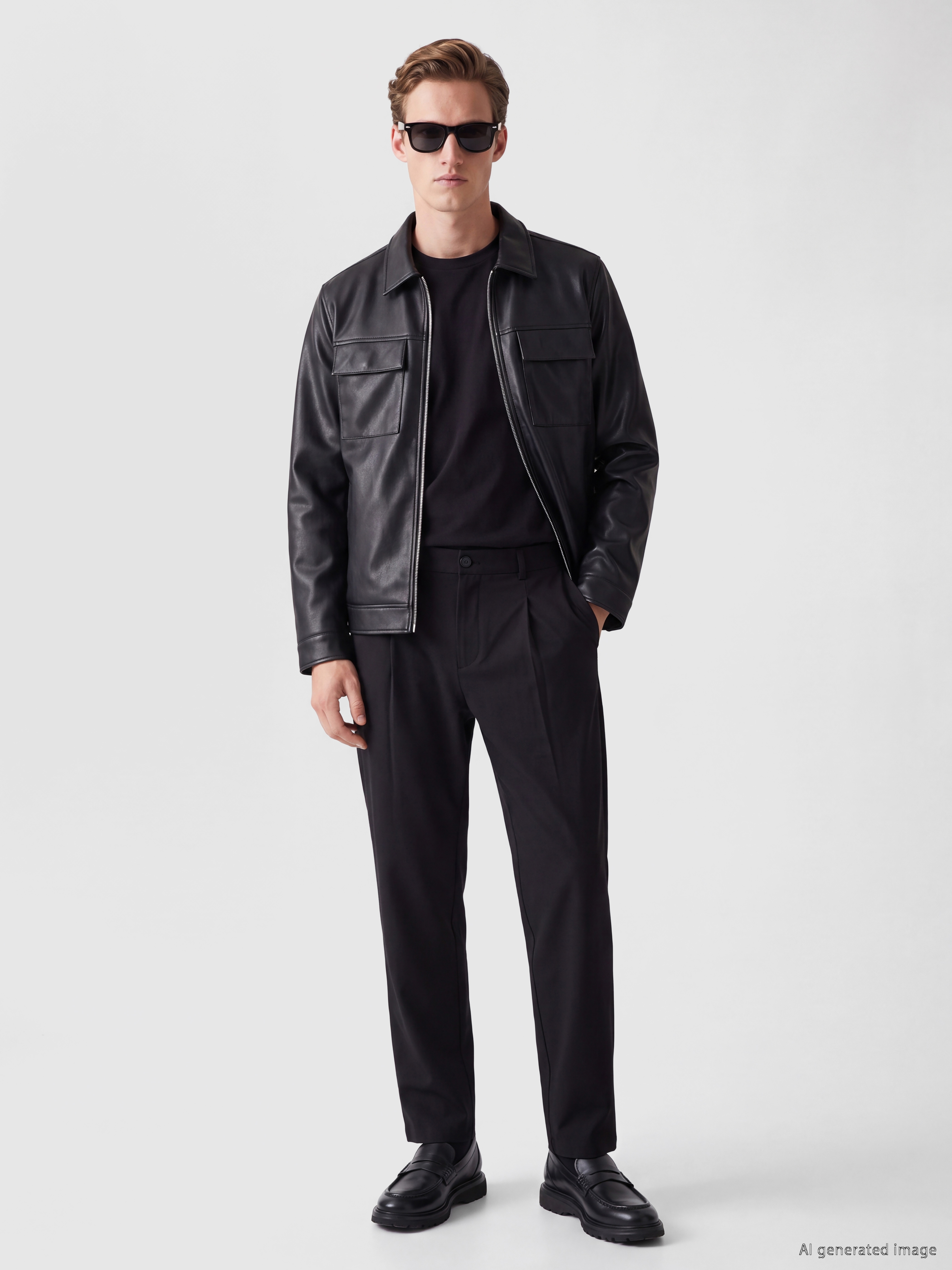 SOUTHBLUE Regular Fit Erkek Deri Görünümlü Mont görsel 2